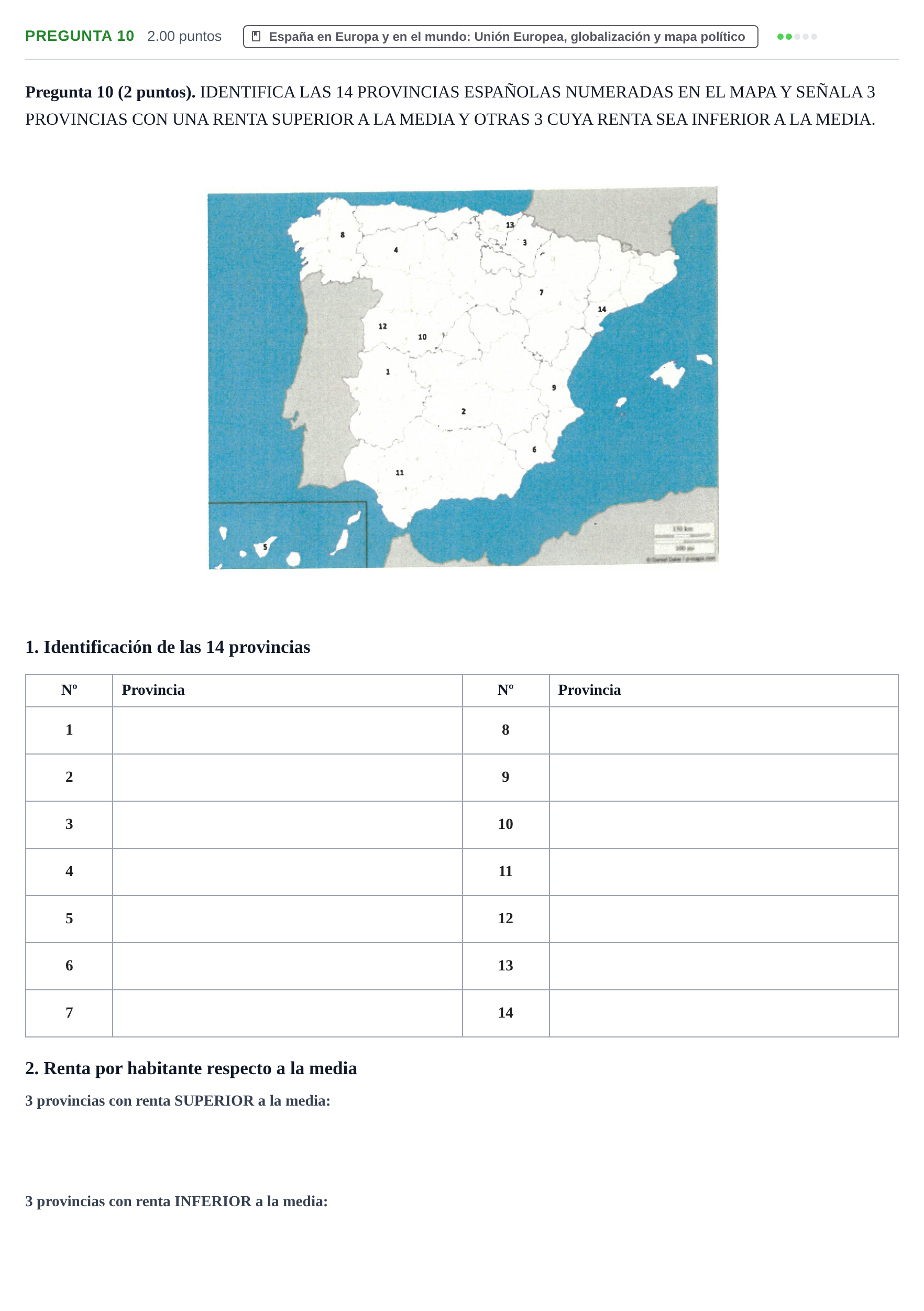 Enunciado: Pregunta 10 · Geografía PAU La Rioja Ordinaria 2023