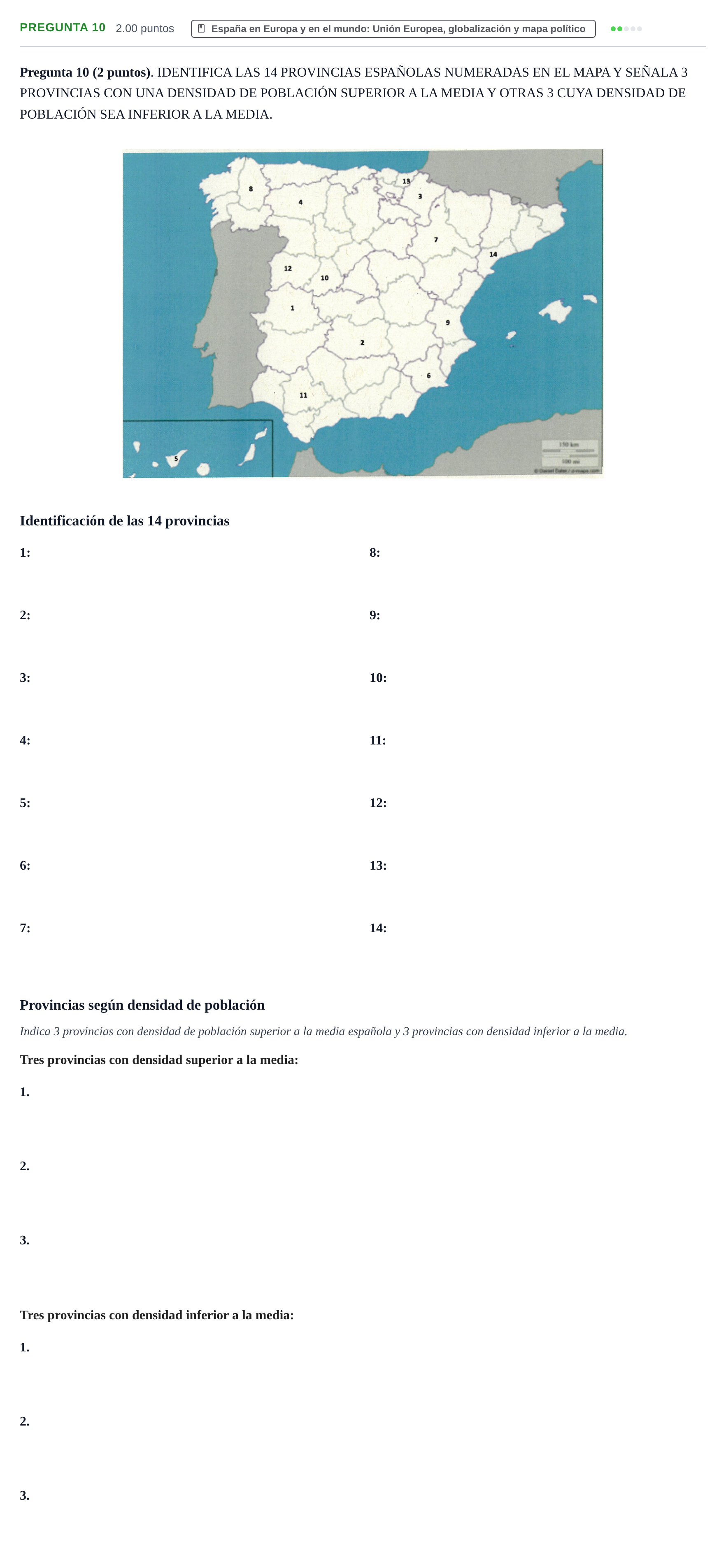 Enunciado: Pregunta 10 · Geografía PAU La Rioja Extraordinaria 2023