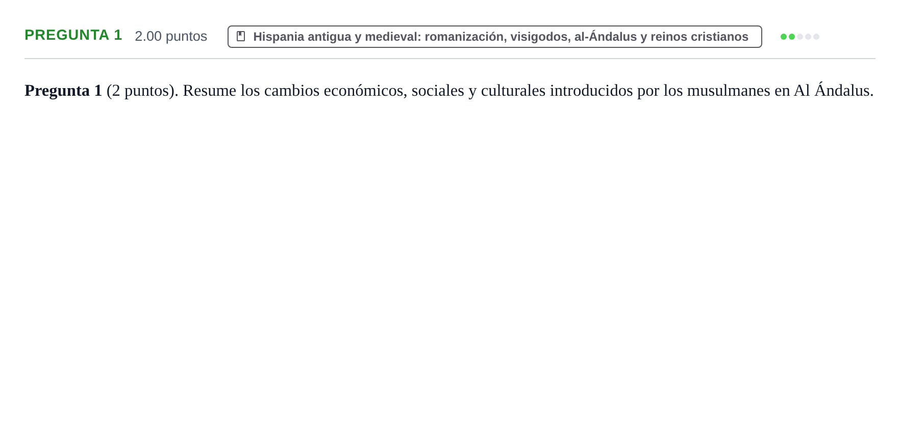 Enunciado: Pregunta 1 · Historia de España PAU La Rioja Extraordinaria 2023