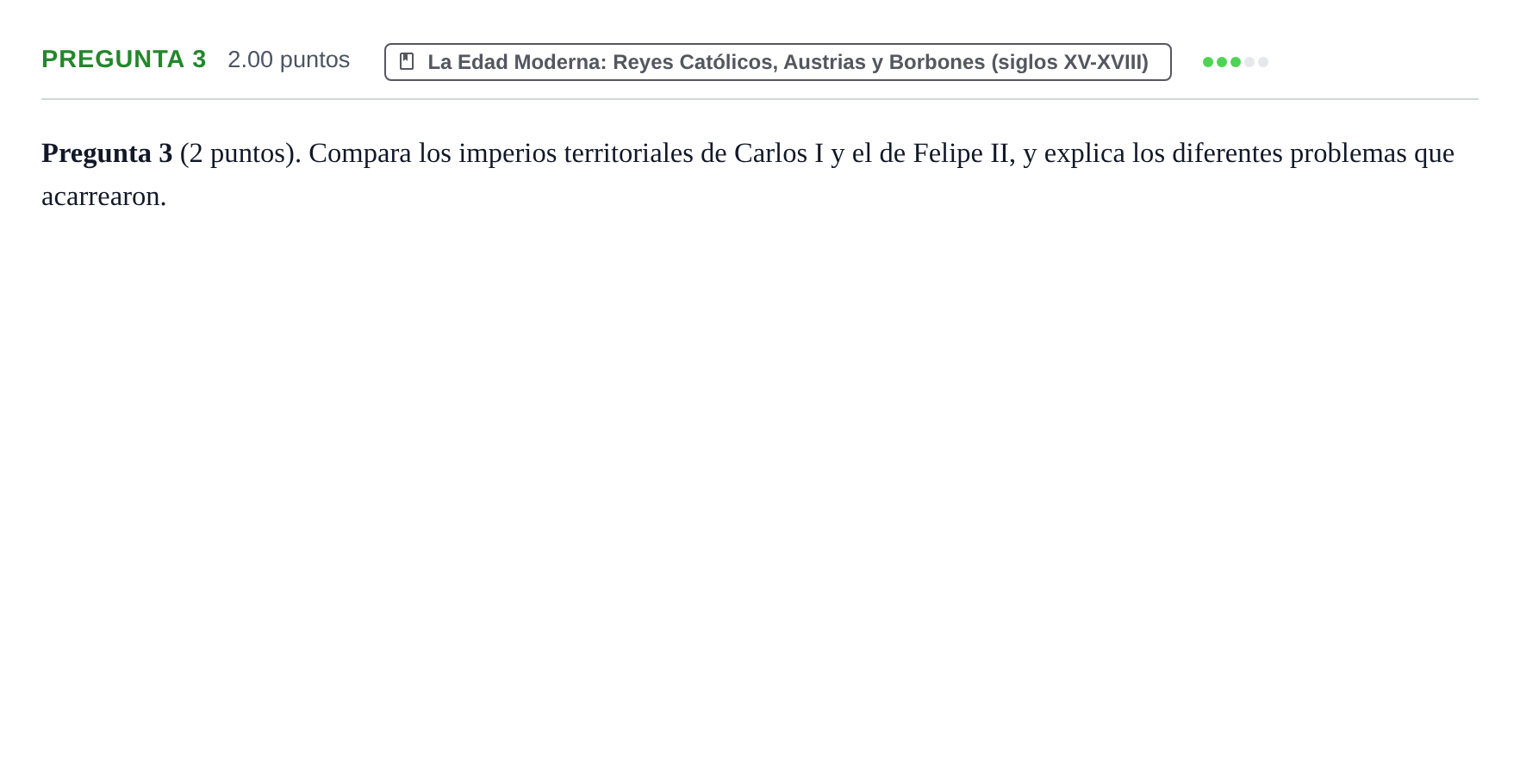Enunciado: Pregunta 3 · Historia de España PAU La Rioja Extraordinaria 2023