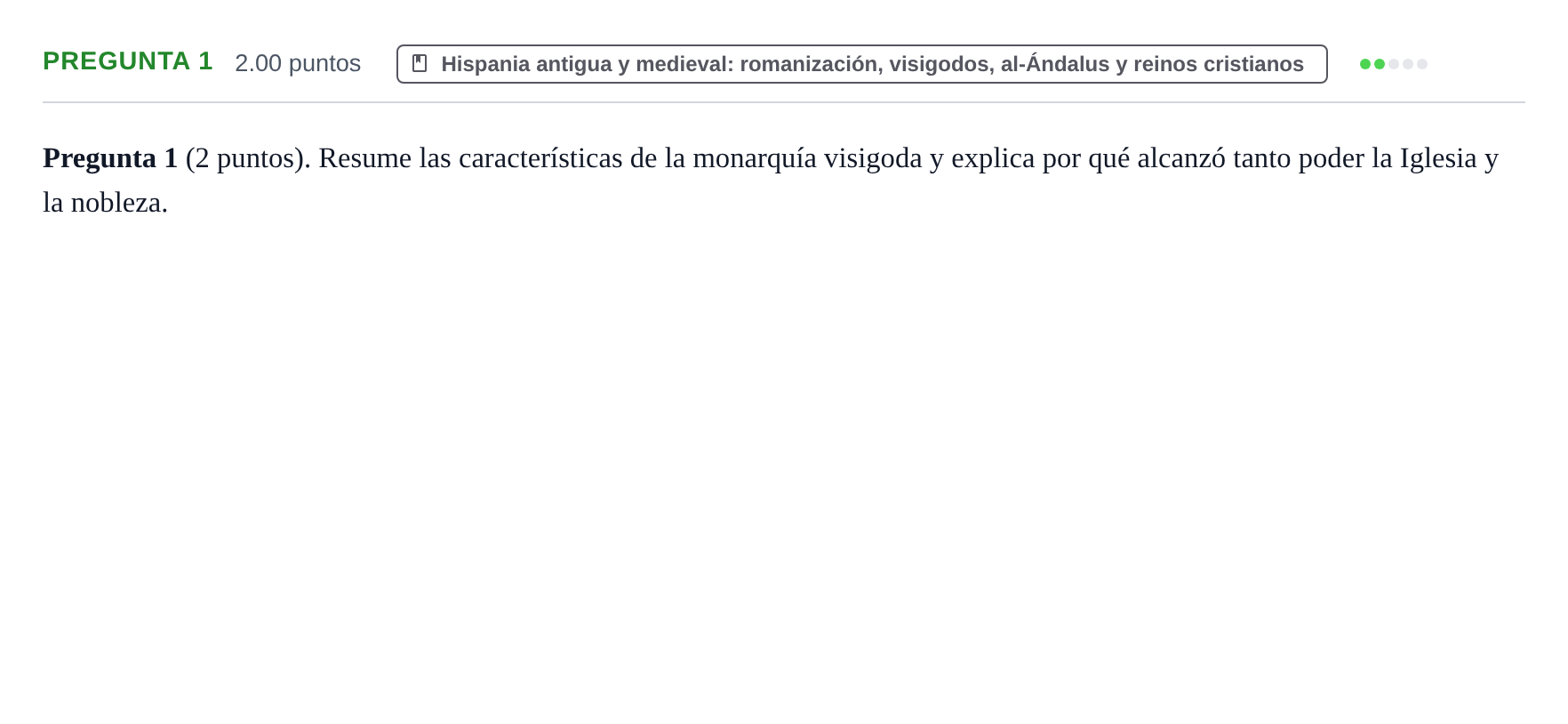 Enunciado: Pregunta 1 · Historia de España PAU La Rioja Ordinaria 2023