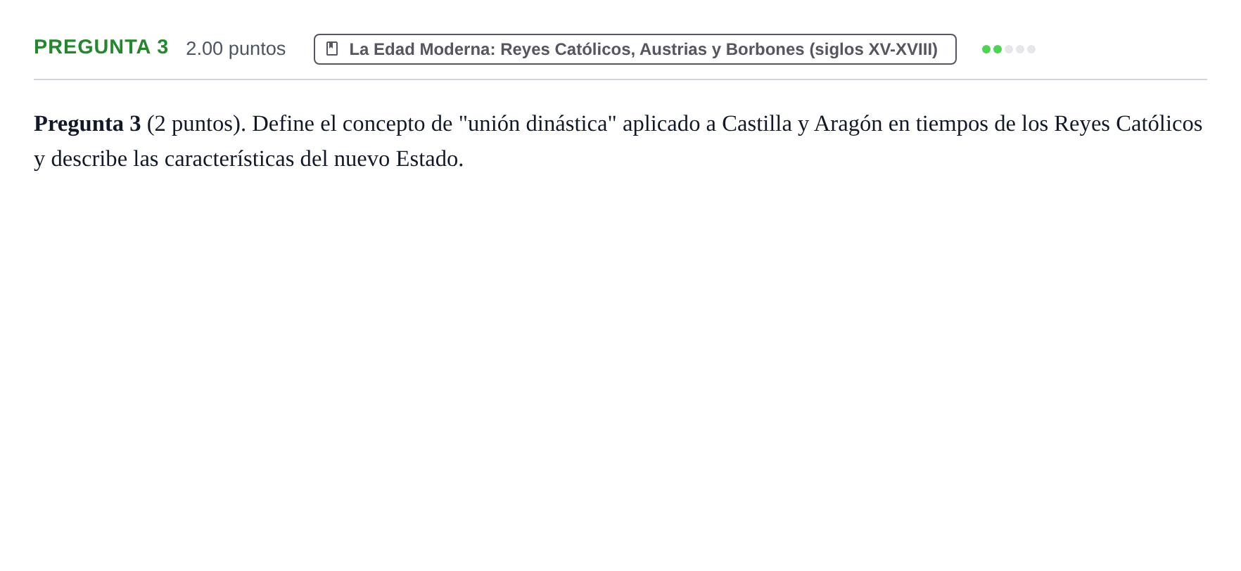 Enunciado: Pregunta 3 · Historia de España PAU La Rioja Ordinaria 2023