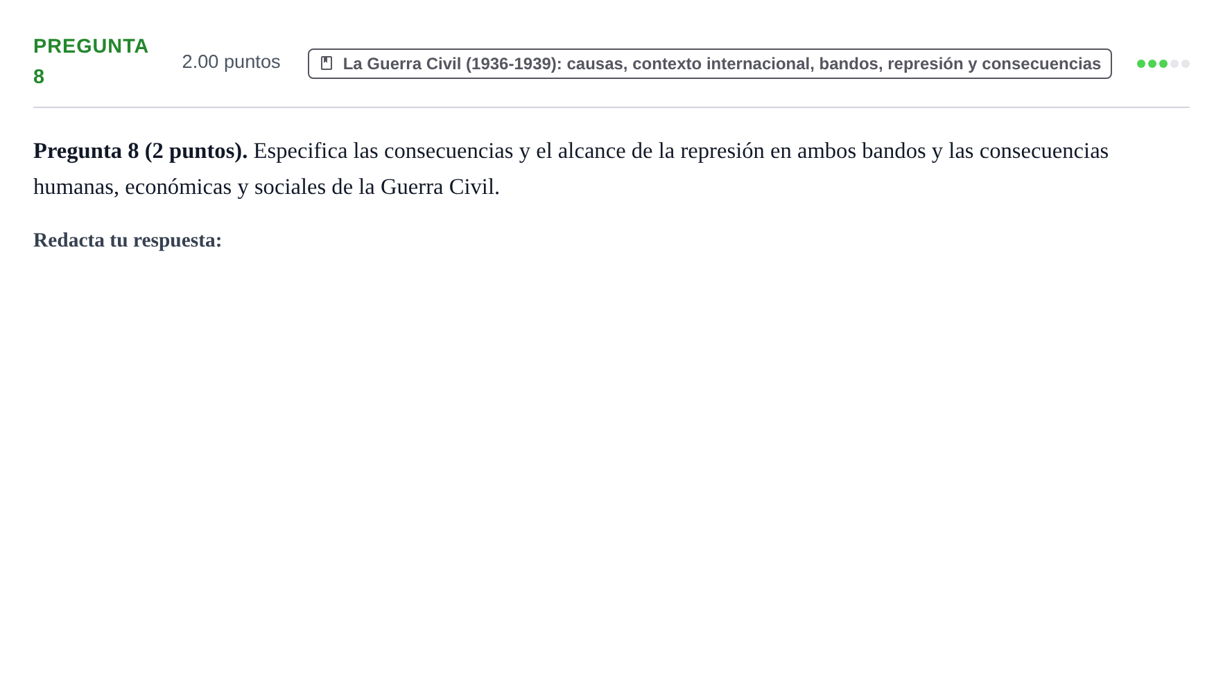 Enunciado: Pregunta 8 · Historia de España PAU La Rioja Ordinaria 2023