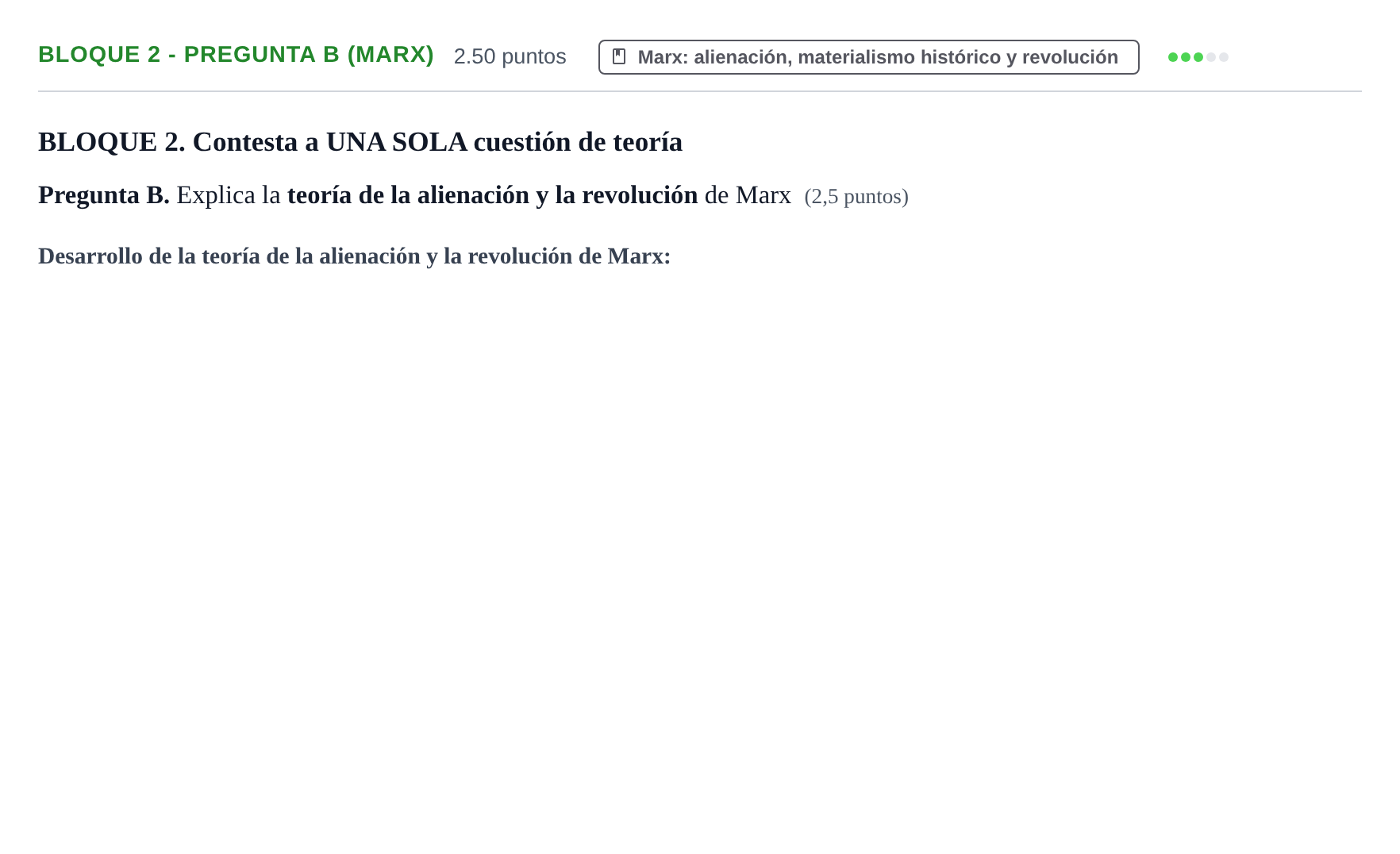 Enunciado: Bloque 2 - Pregunta B (Marx) · Historia de la Filosofía PAU La Rioja Extraordinaria 2023