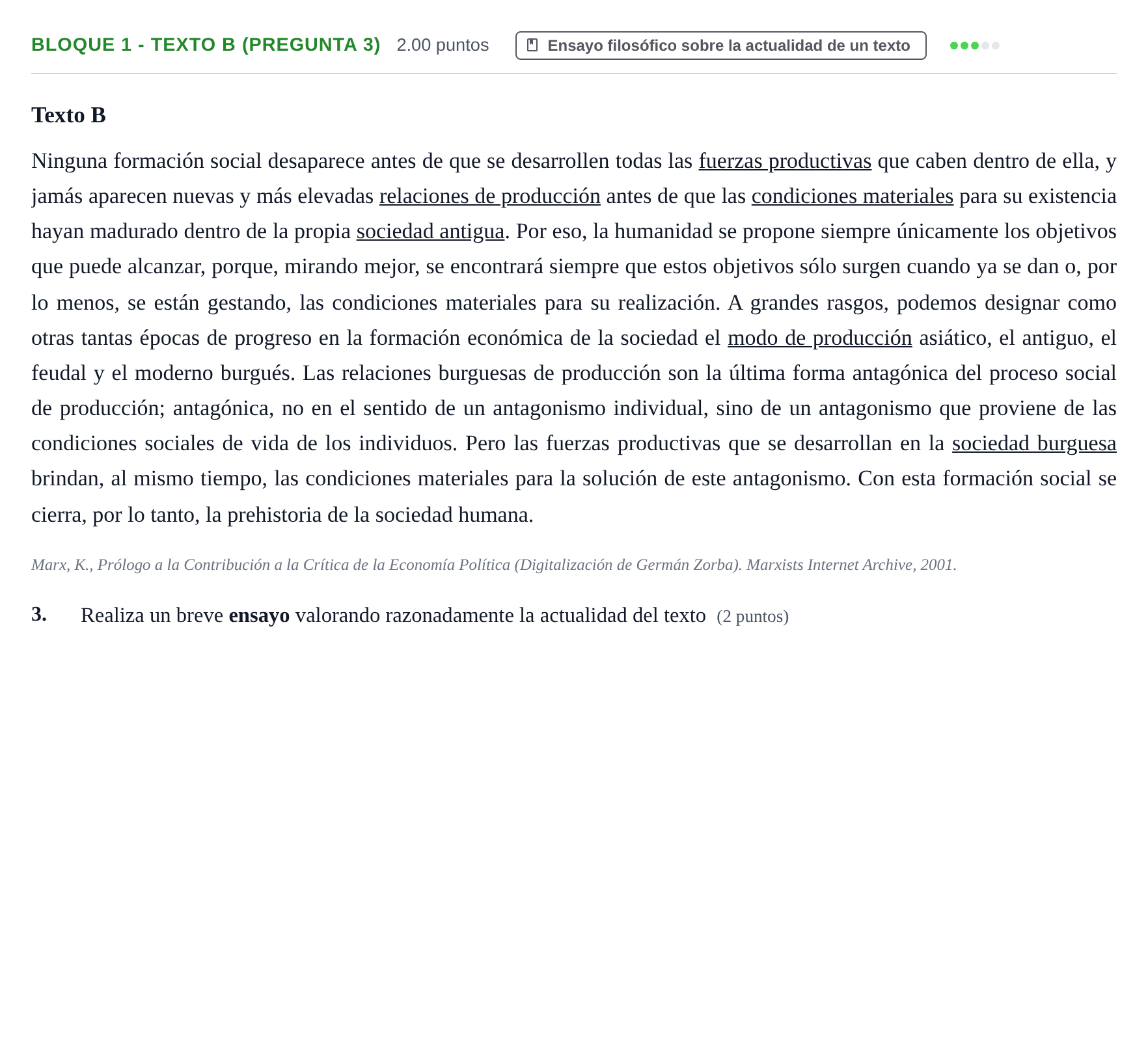 Enunciado: Bloque 1 - Texto B (Pregunta 3) · Historia de la Filosofía PAU La Rioja Ordinaria 2023