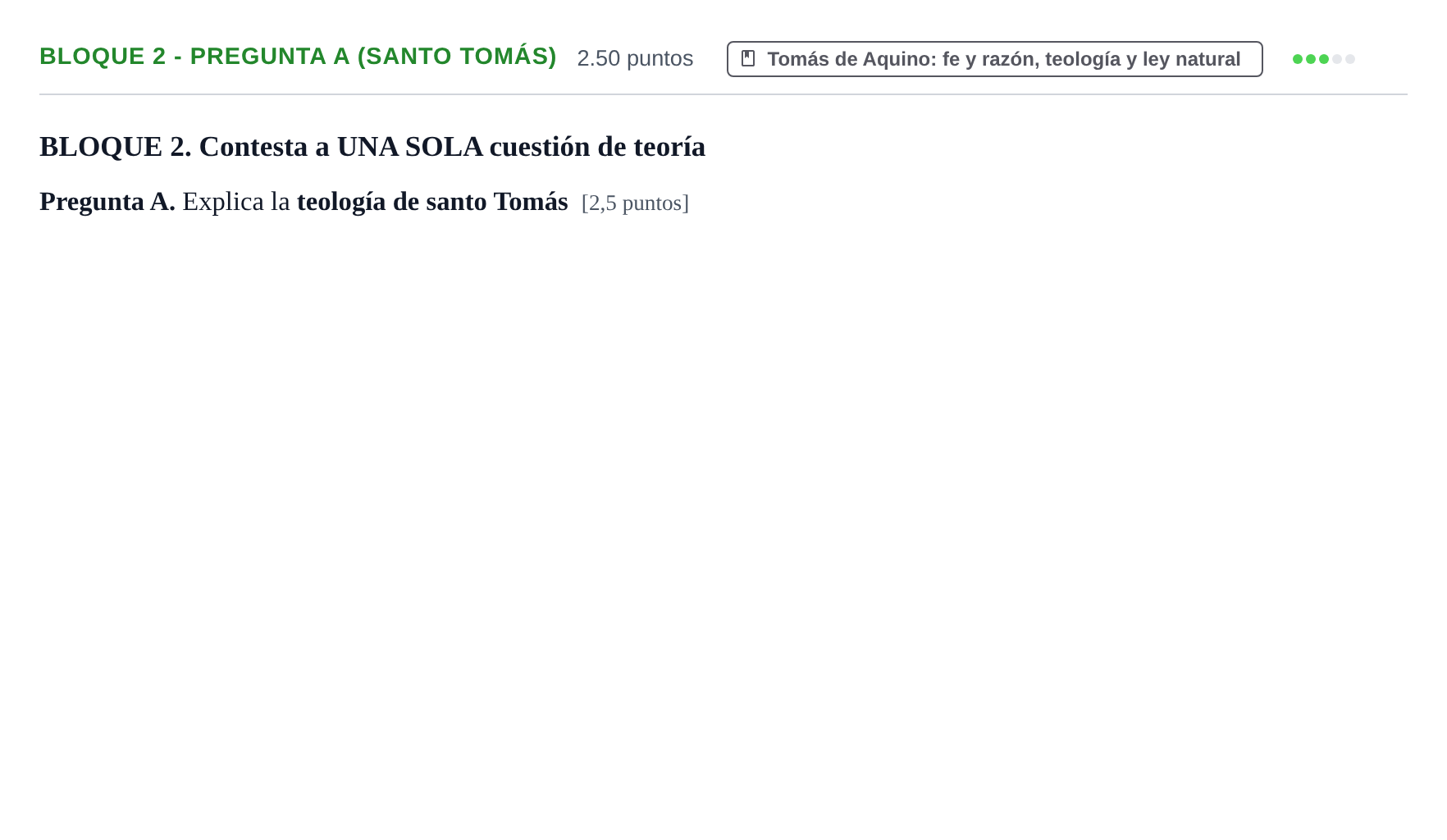 Enunciado: Bloque 2 - Pregunta A (Santo Tomás) · Historia de la Filosofía PAU La Rioja Ordinaria 2023