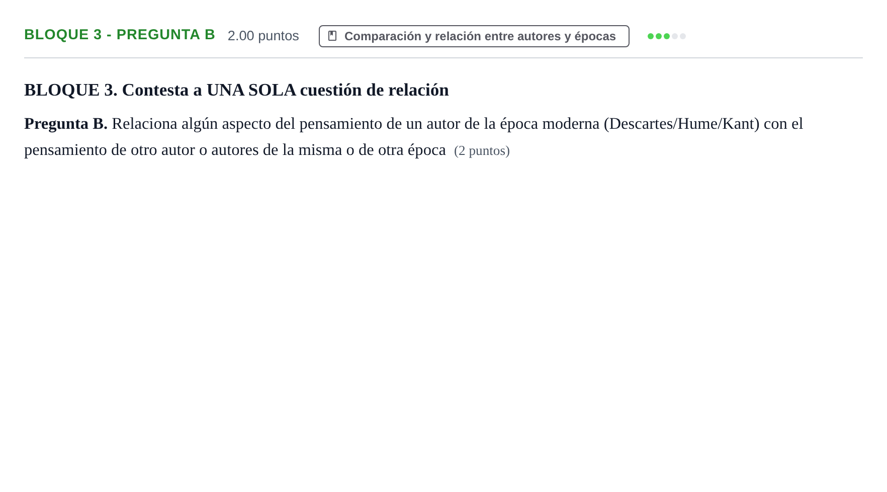 Enunciado: Bloque 3 - Pregunta B · Historia de la Filosofía PAU La Rioja Ordinaria 2023