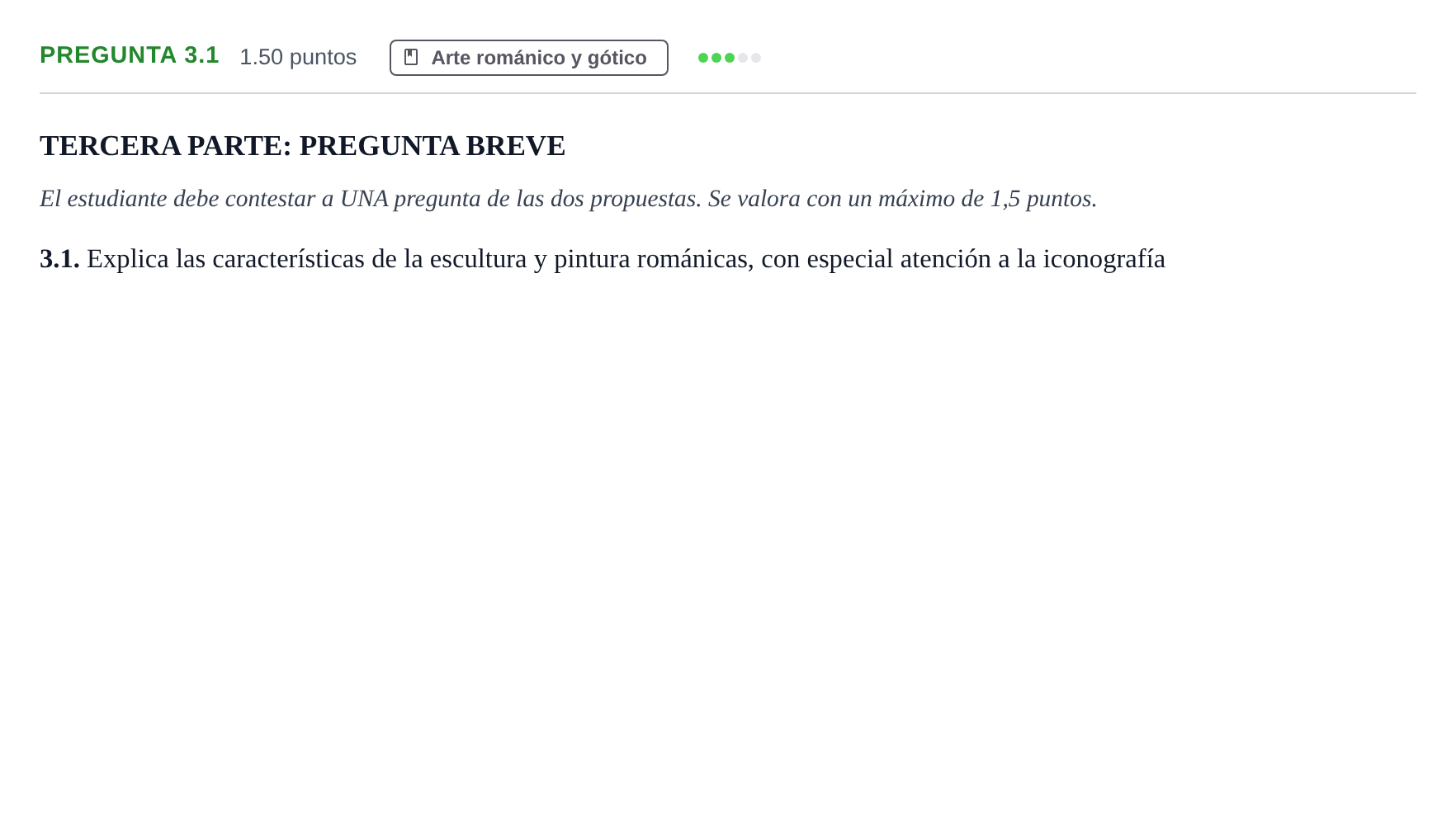 Enunciado: Pregunta 3.1 · Historia del Arte PAU La Rioja Extraordinaria 2023