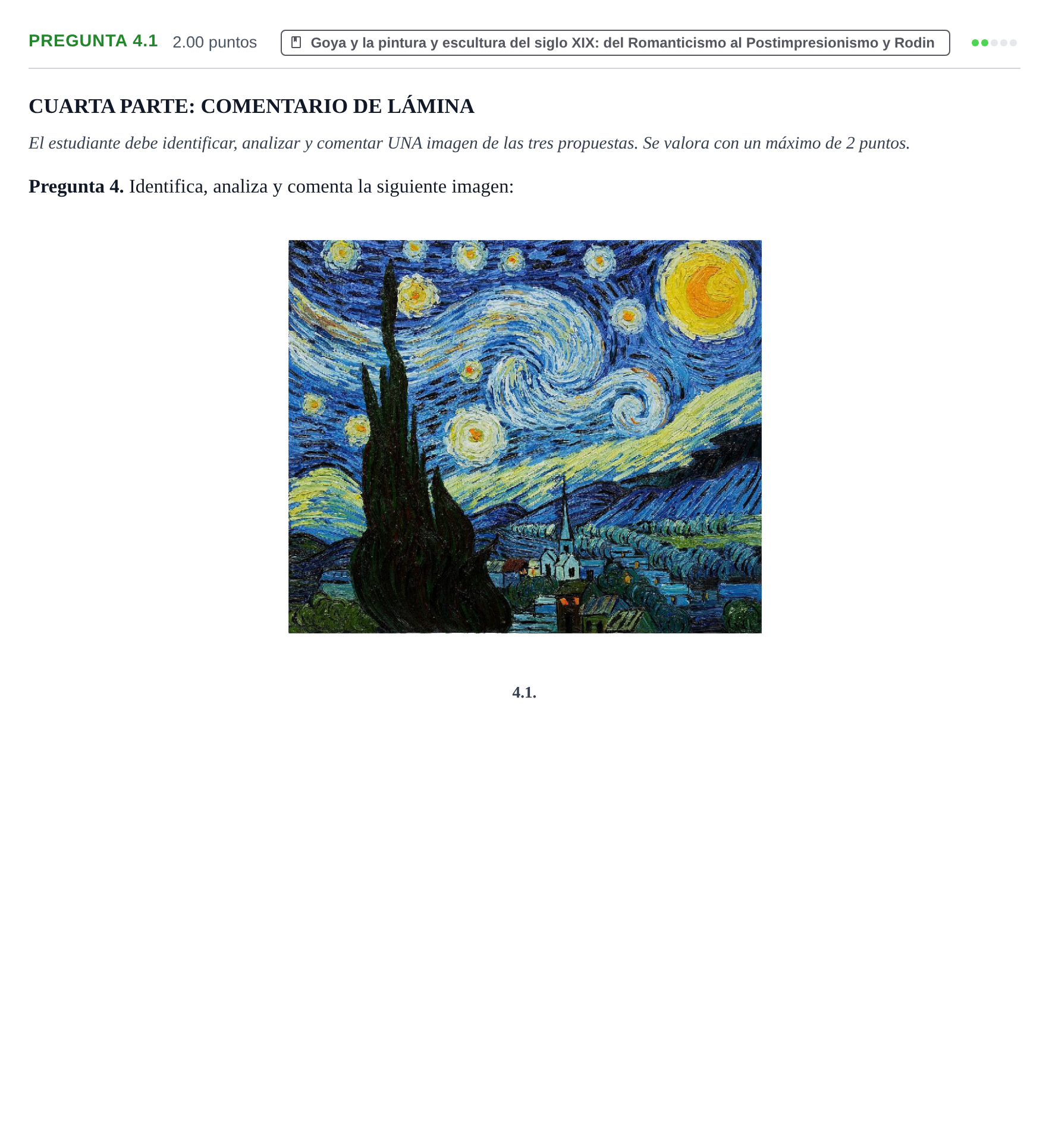 Enunciado: Pregunta 4.1 · Historia del Arte PAU La Rioja Extraordinaria 2023