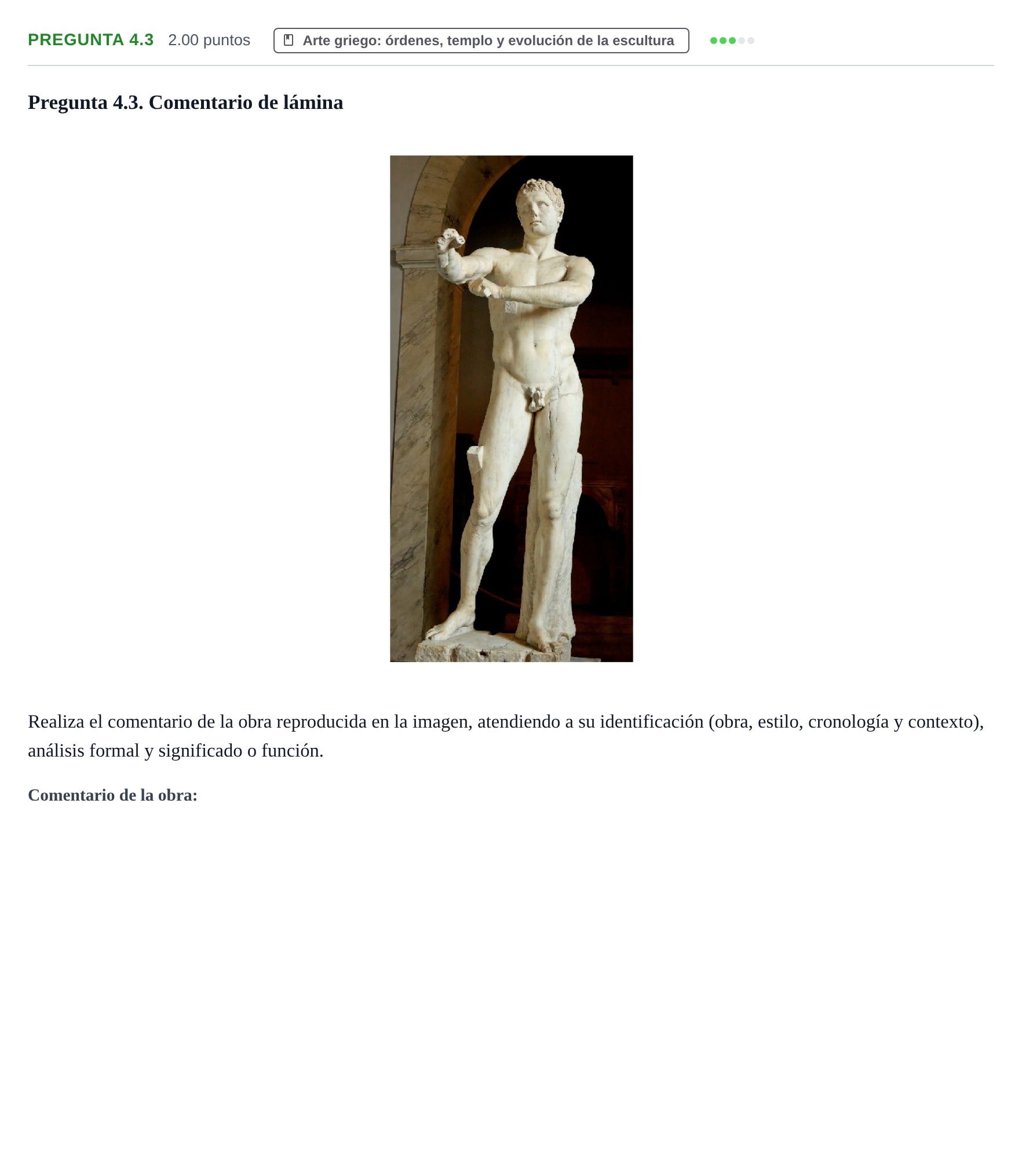 Enunciado: Pregunta 4.3 · Historia del Arte PAU La Rioja Extraordinaria 2023