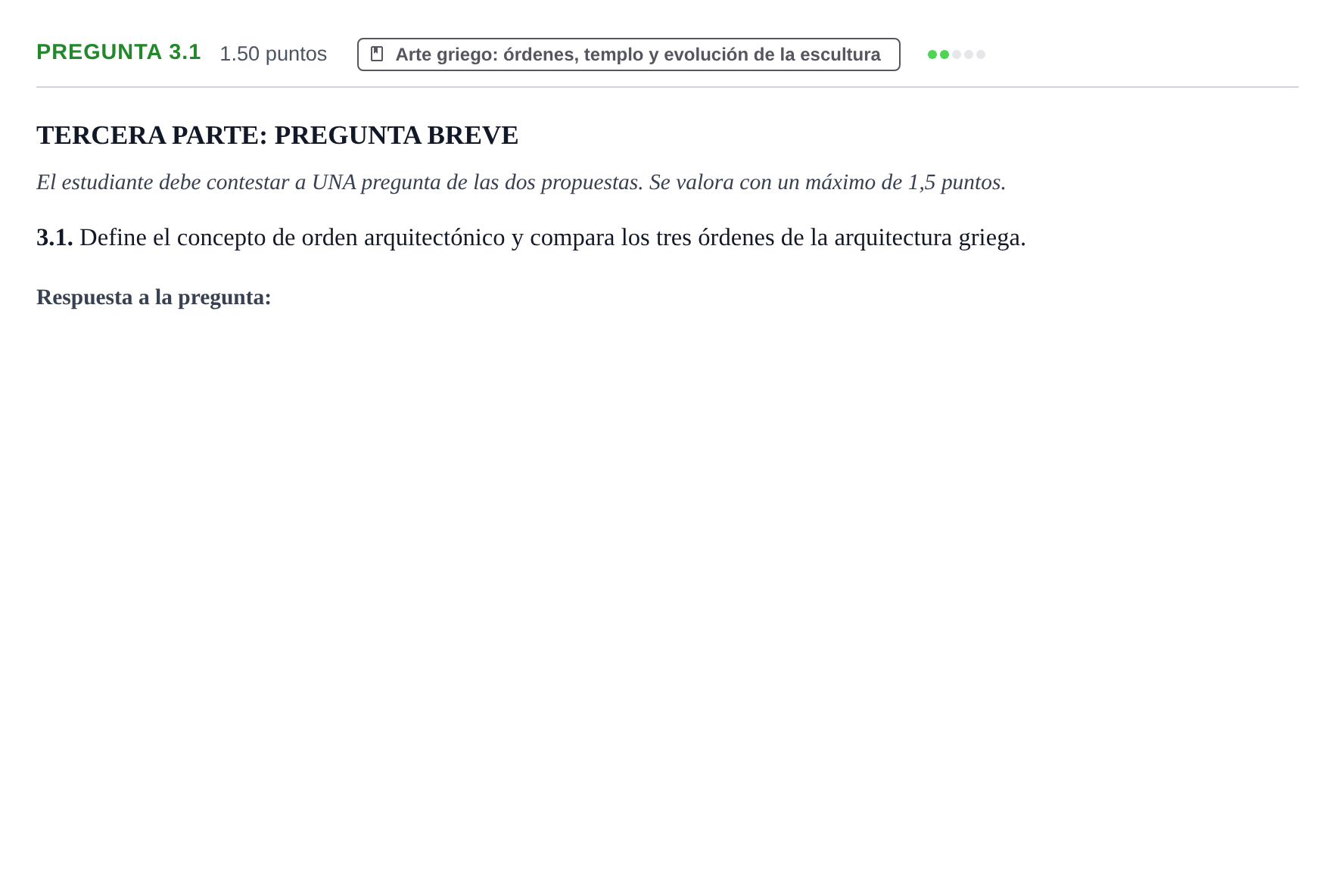 Enunciado: Pregunta 3.1 · Historia del Arte PAU La Rioja Ordinaria 2023