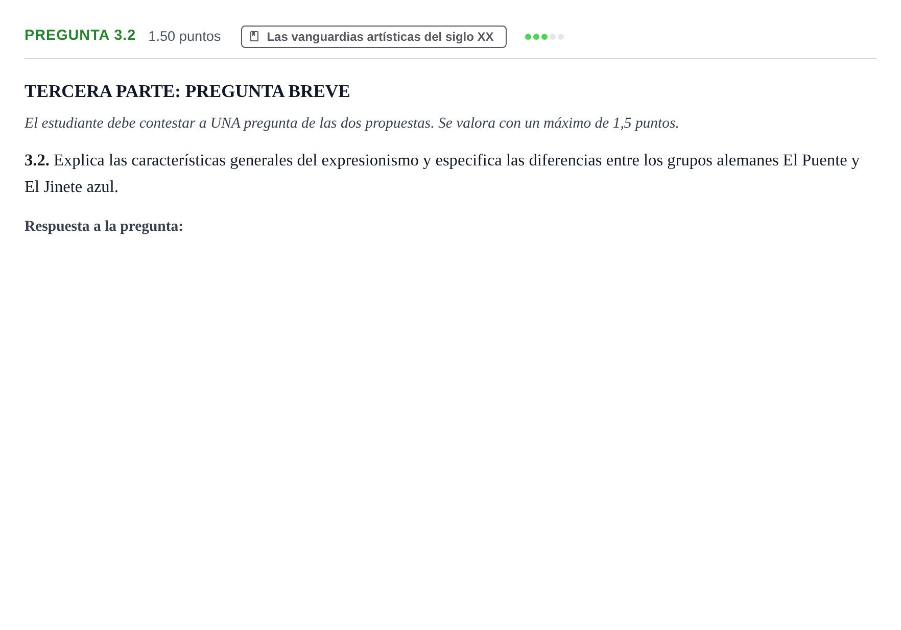 Enunciado: Pregunta 3.2 · Historia del Arte PAU La Rioja Ordinaria 2023