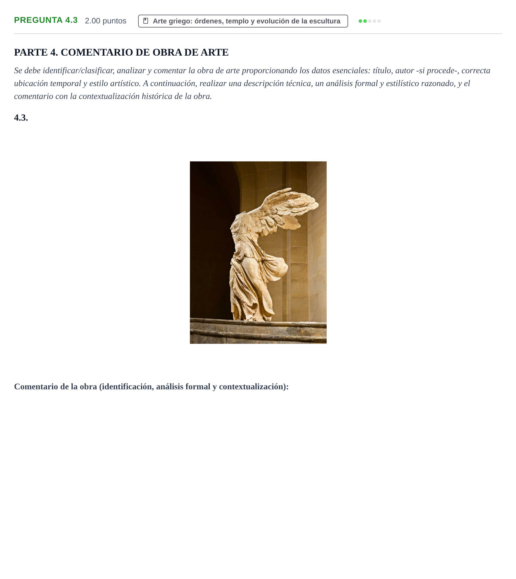 Enunciado: Pregunta 4.3 · Historia del Arte PAU La Rioja Ordinaria 2023