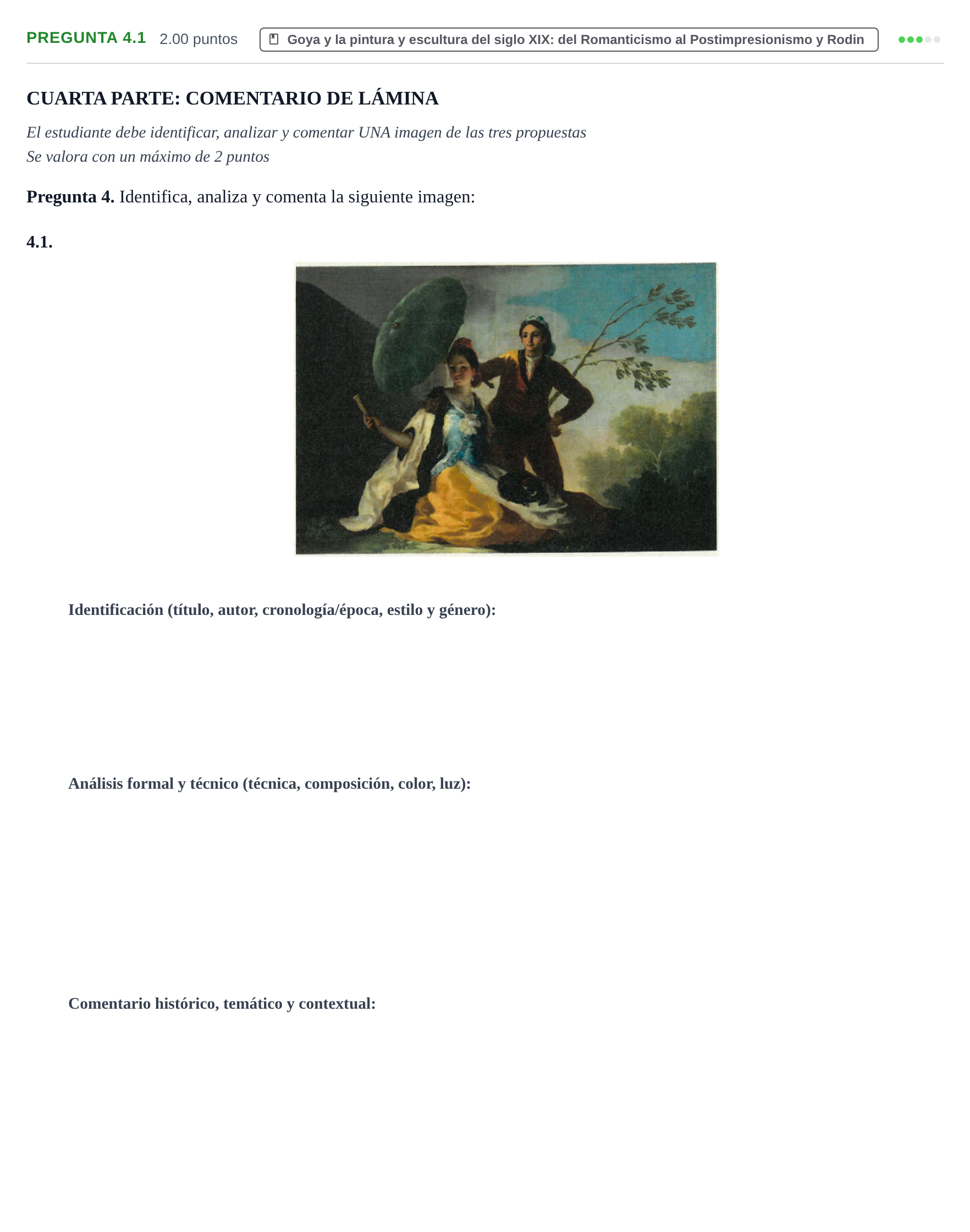 Enunciado: Pregunta 4.1 · Historia del Arte PAU La Rioja Ordinaria (Incidencias) 2023