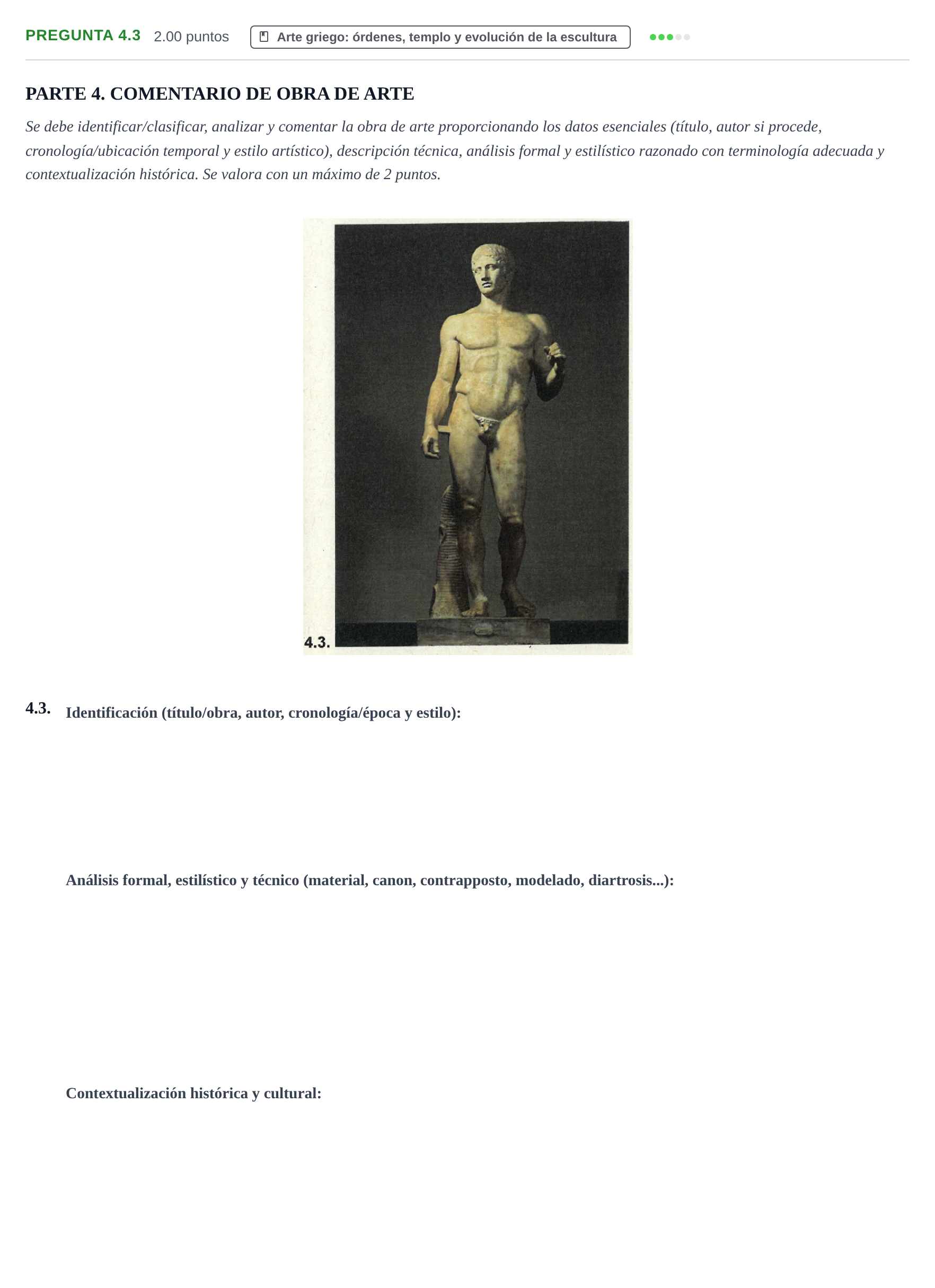 Enunciado: Pregunta 4.3 · Historia del Arte PAU La Rioja Ordinaria (Incidencias) 2023