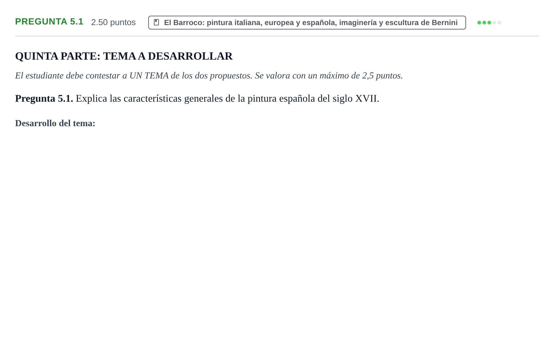 Enunciado: Pregunta 5.1 · Historia del Arte PAU La Rioja Ordinaria (Incidencias) 2023