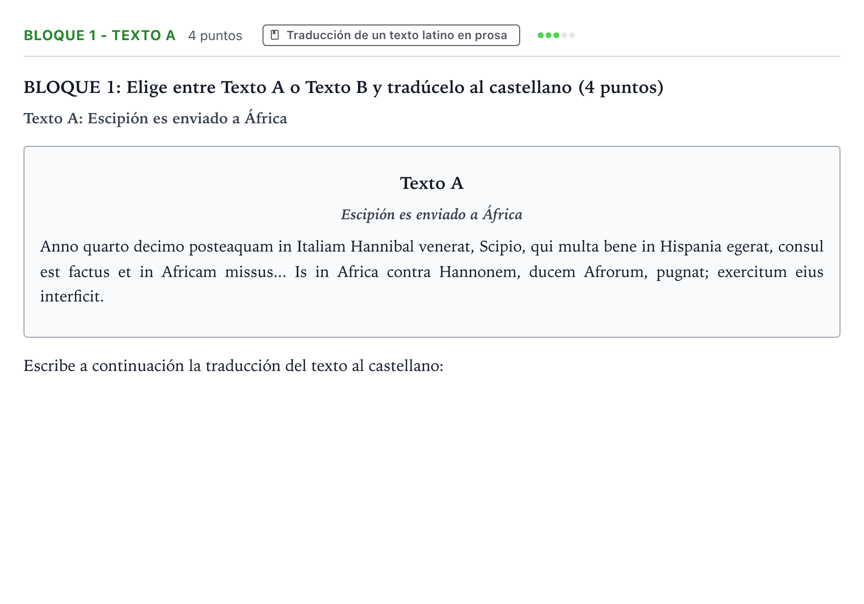 Enunciado: Bloque 1 - Texto A · Latín II PAU La Rioja Extraordinaria 2023