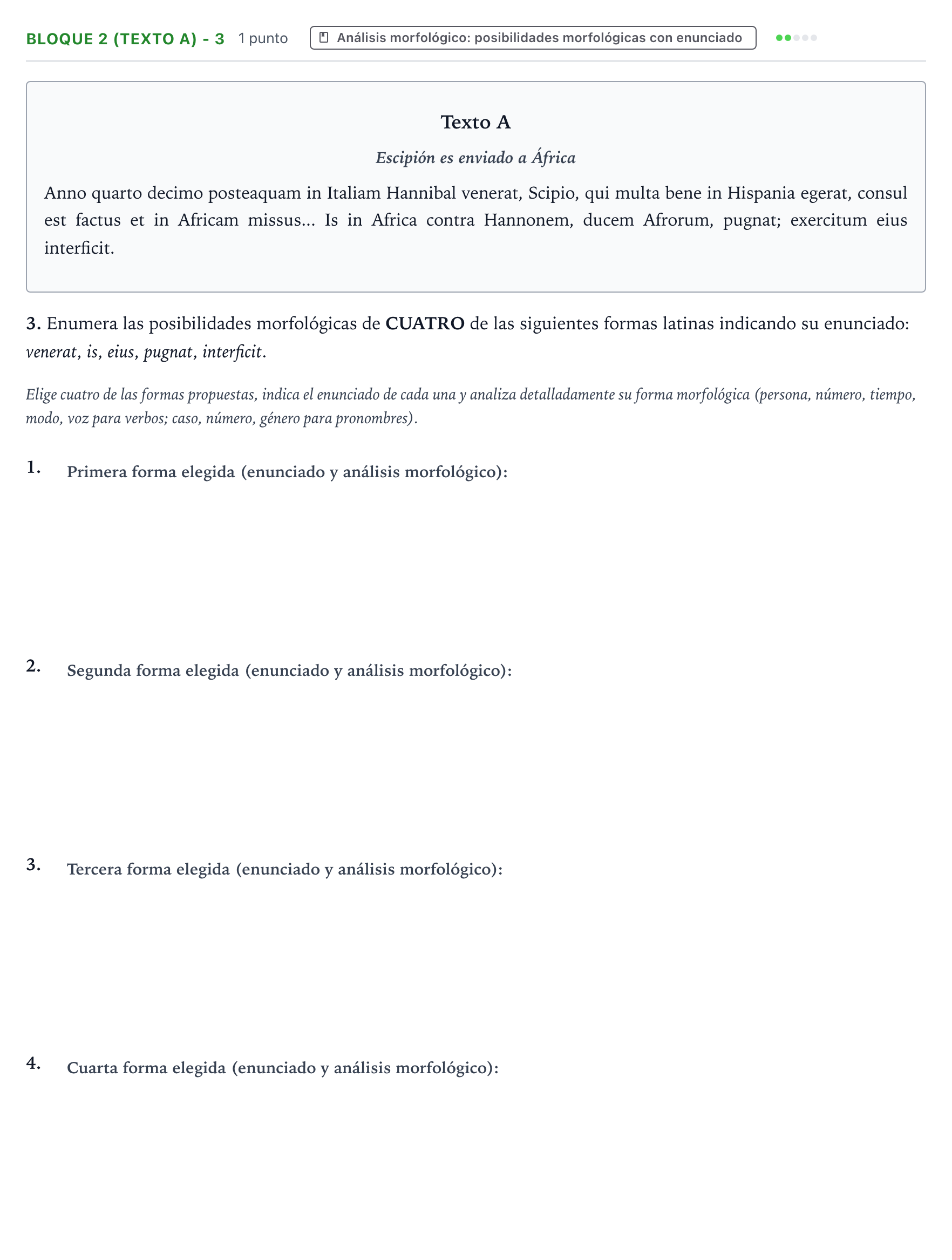 Enunciado: Bloque 2 (Texto A) - 3 · Latín II PAU La Rioja Extraordinaria 2023