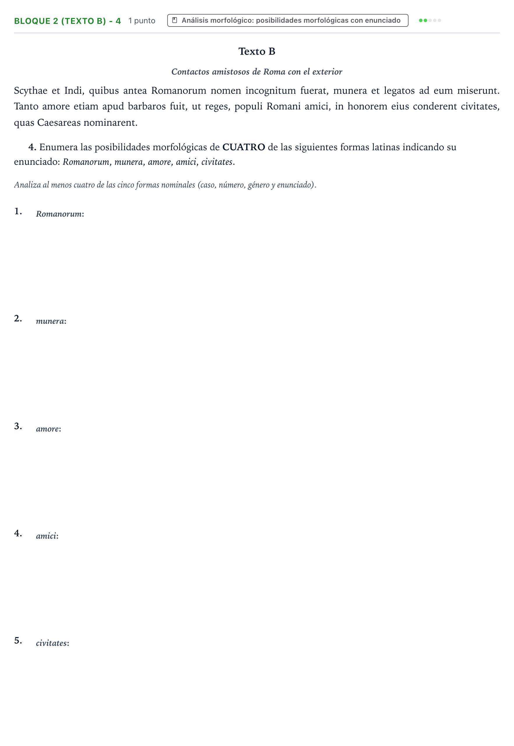 Enunciado: Bloque 2 (Texto B) - 4 · Latín II PAU La Rioja Extraordinaria 2023
