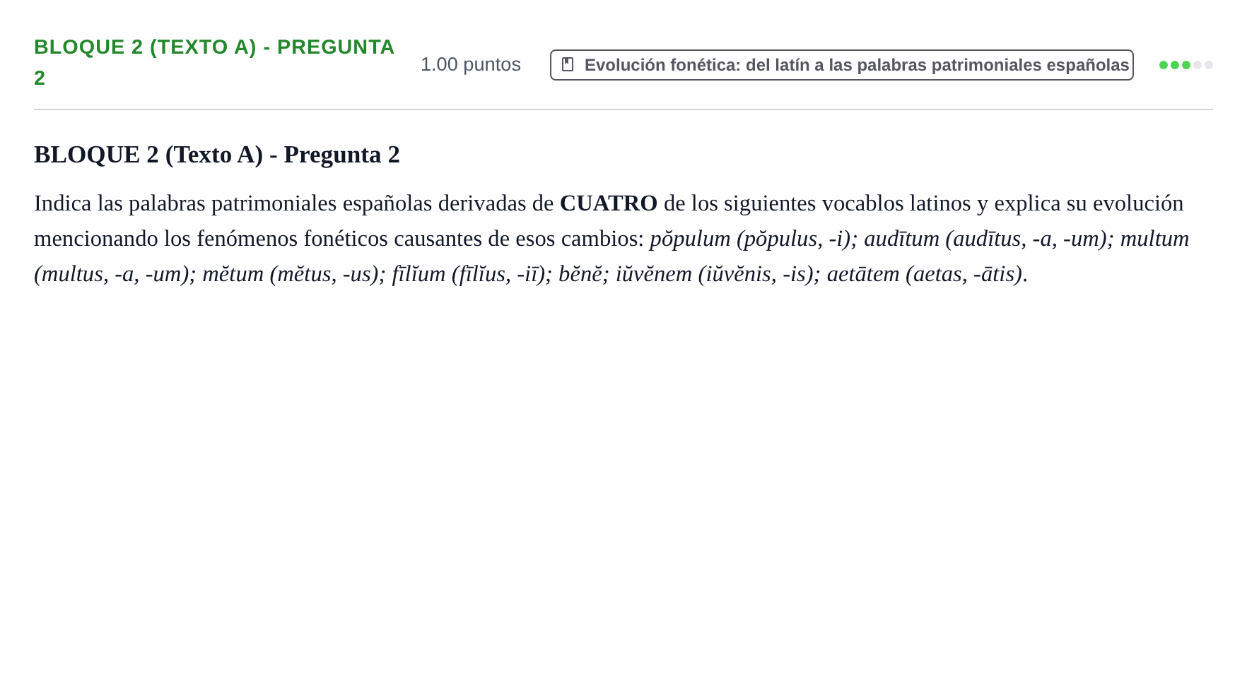 Enunciado: Bloque 2 (Texto A) - Pregunta 2 · Latín II PAU La Rioja Ordinaria 2023