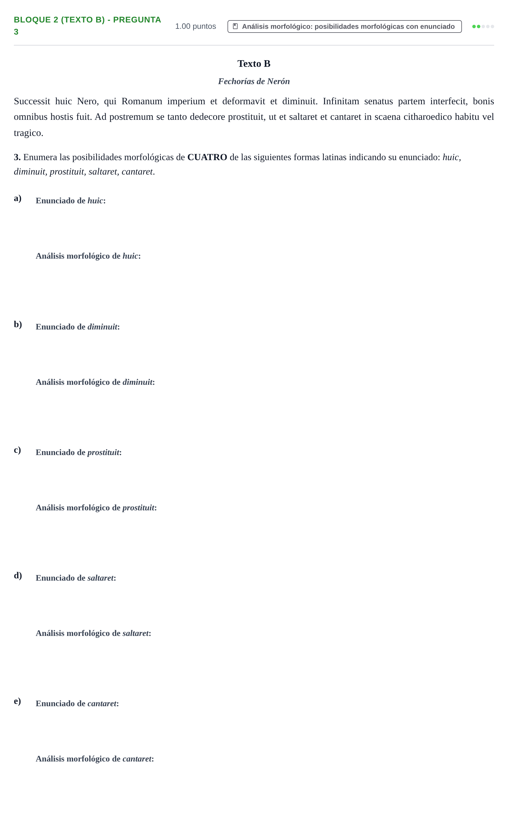 Enunciado: Bloque 2 (Texto B) - Pregunta 3 · Latín II PAU La Rioja Ordinaria 2023