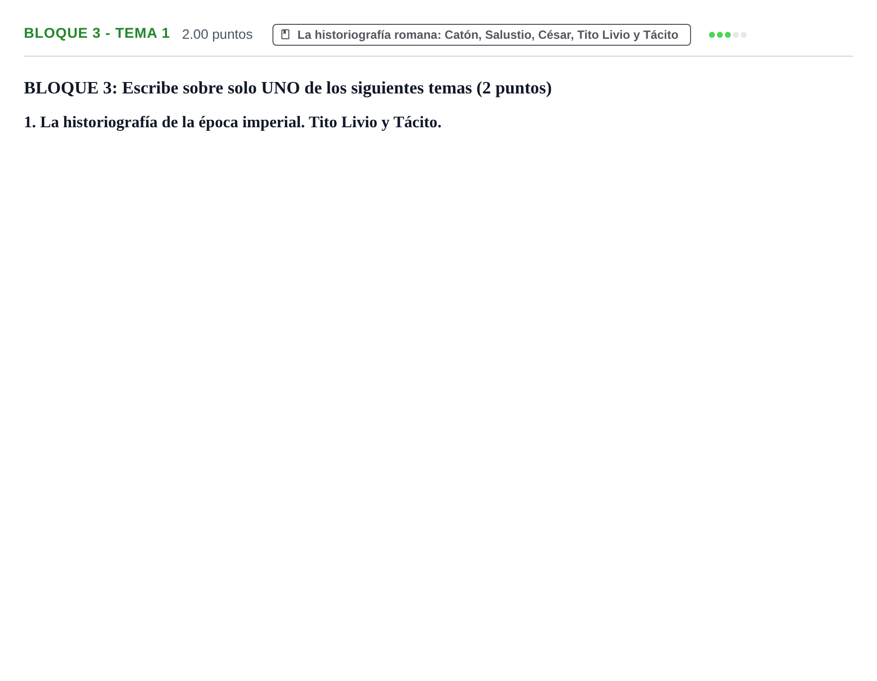 Enunciado: Bloque 3 - Tema 1 · Latín II PAU La Rioja Ordinaria 2023