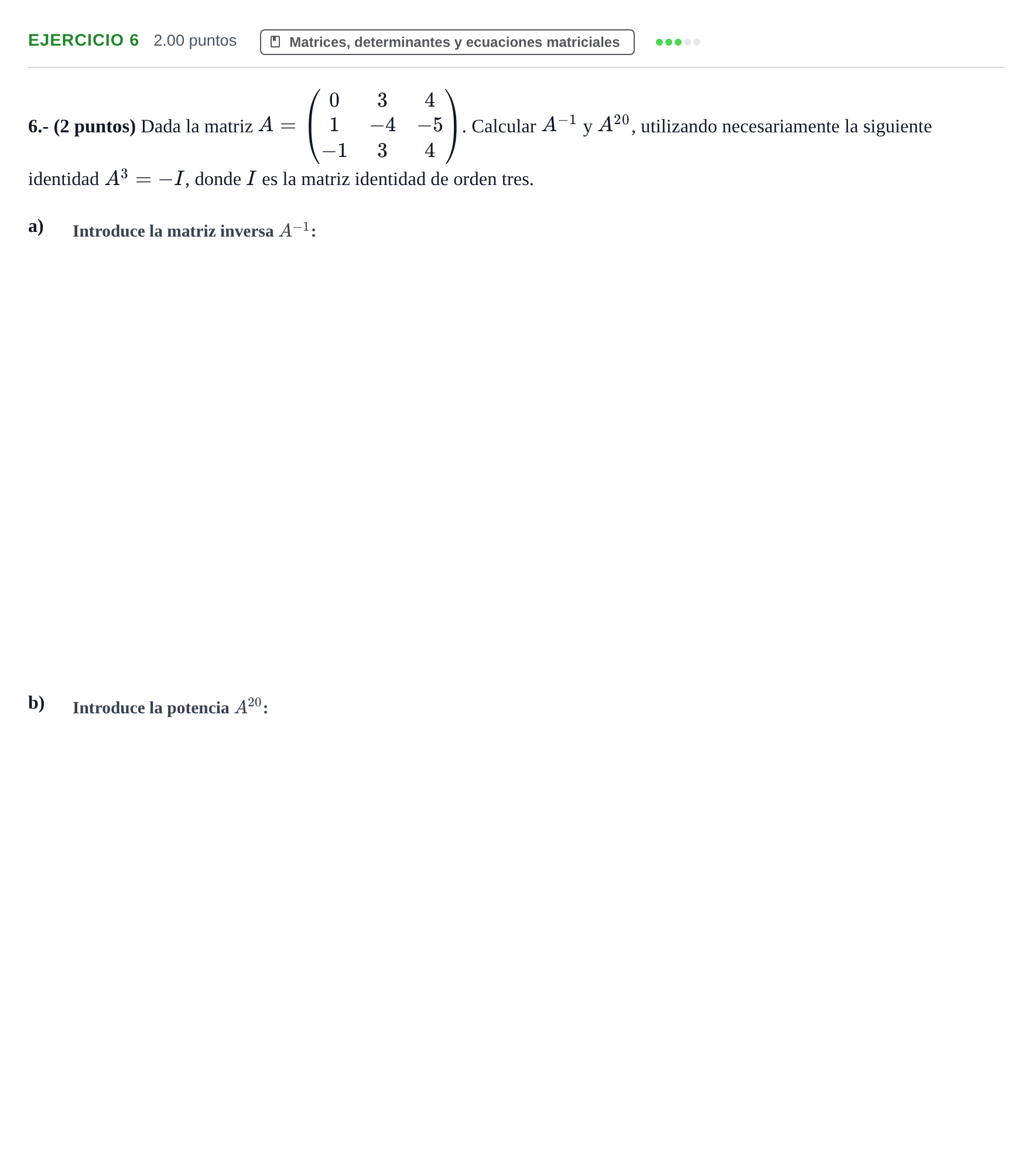 Enunciado: Problema 6 · Matemáticas II PAU La Rioja Extraordinaria 2023