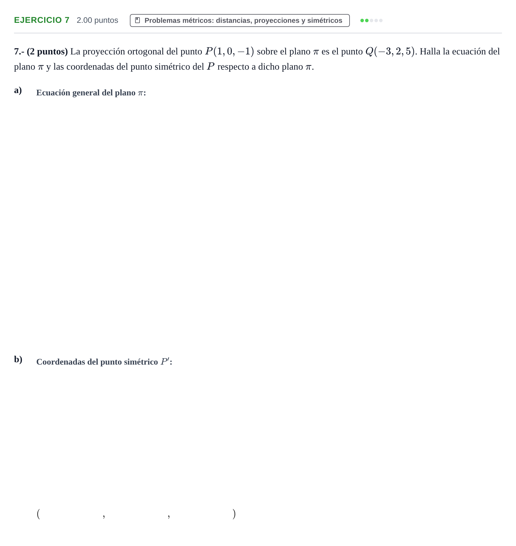 Enunciado: Problema 7 · Matemáticas II PAU La Rioja Extraordinaria 2023