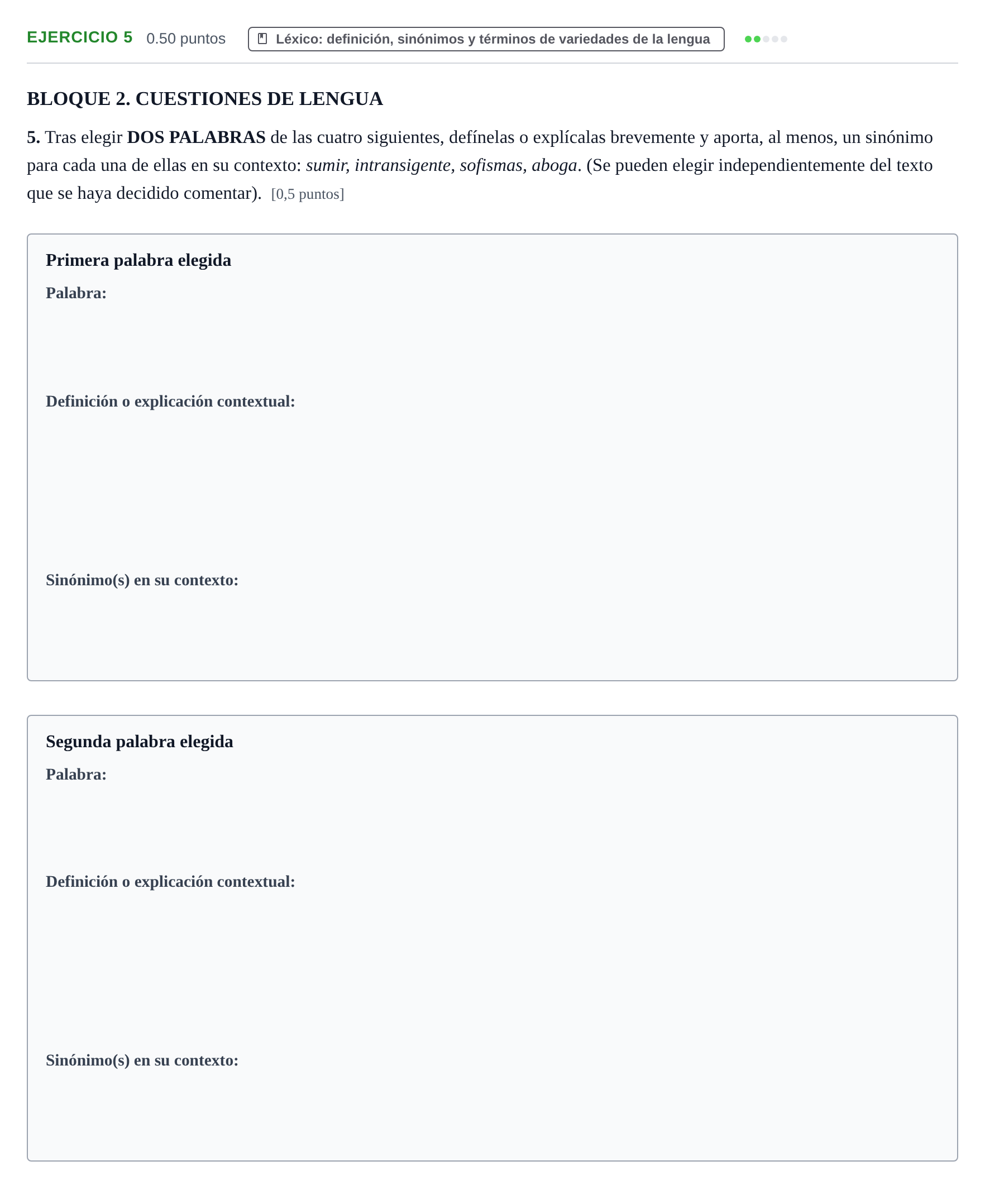 Enunciado: Problema 5 · Lengua Castellana y Literatura II PAU La Rioja Ordinaria 2023