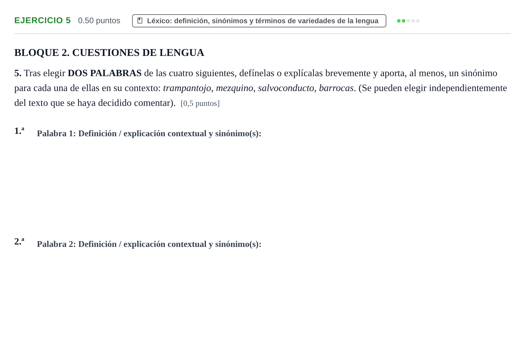 Enunciado: Problema 5 · Lengua Castellana y Literatura II PAU La Rioja Extraordinaria 2023