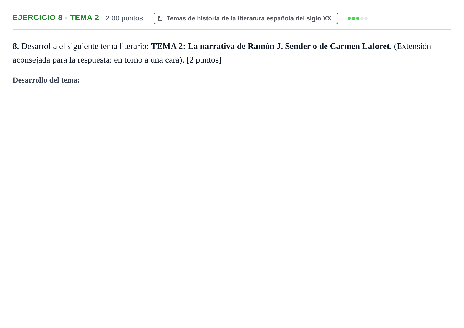 Enunciado: Ejercicio 8 - Tema 2 · Lengua Castellana y Literatura II PAU La Rioja Extraordinaria 2023
