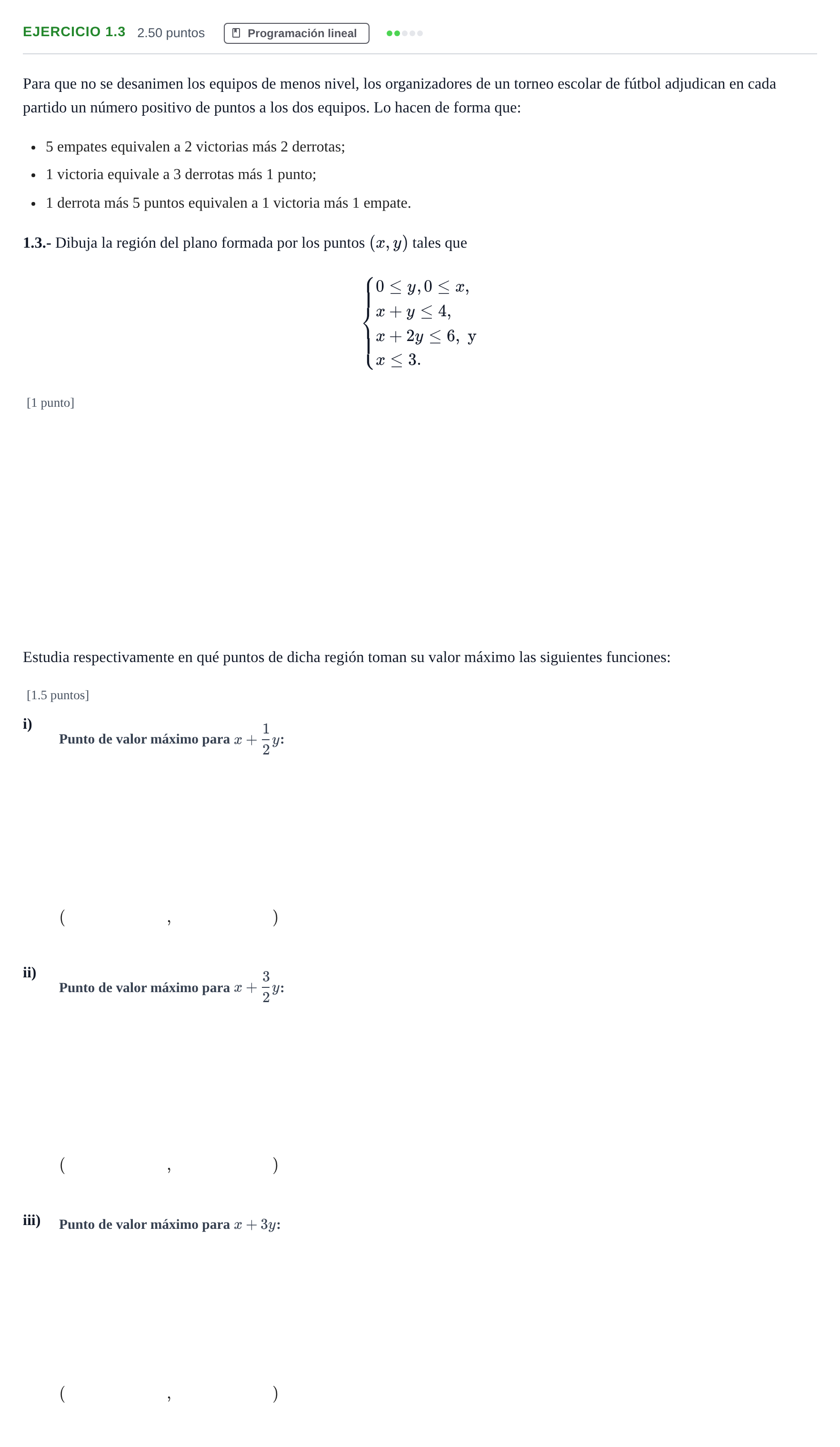 Enunciado: Ejercicio 1.3 · Matemáticas aplicadas a las Ciencias Sociales II PAU La Rioja Extraordinaria 2023