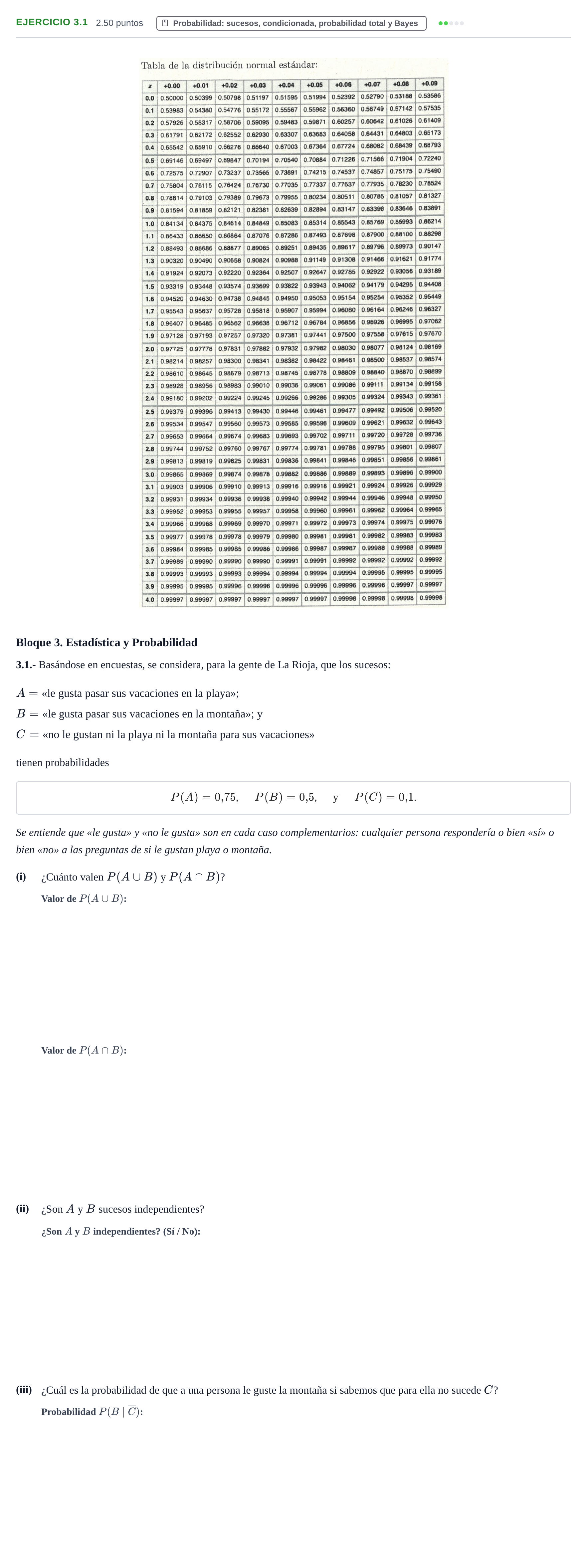 Enunciado: Ejercicio 3.1 · Matemáticas aplicadas a las Ciencias Sociales II PAU La Rioja Extraordinaria 2023