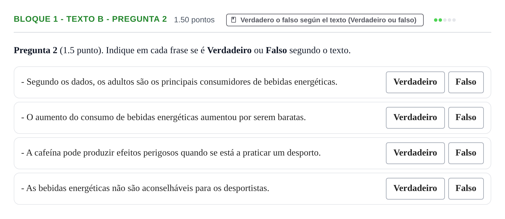 Enunciado: Bloque 1 - Texto B - Pregunta 2 · Portugués PAU La Rioja Ordinaria 2023