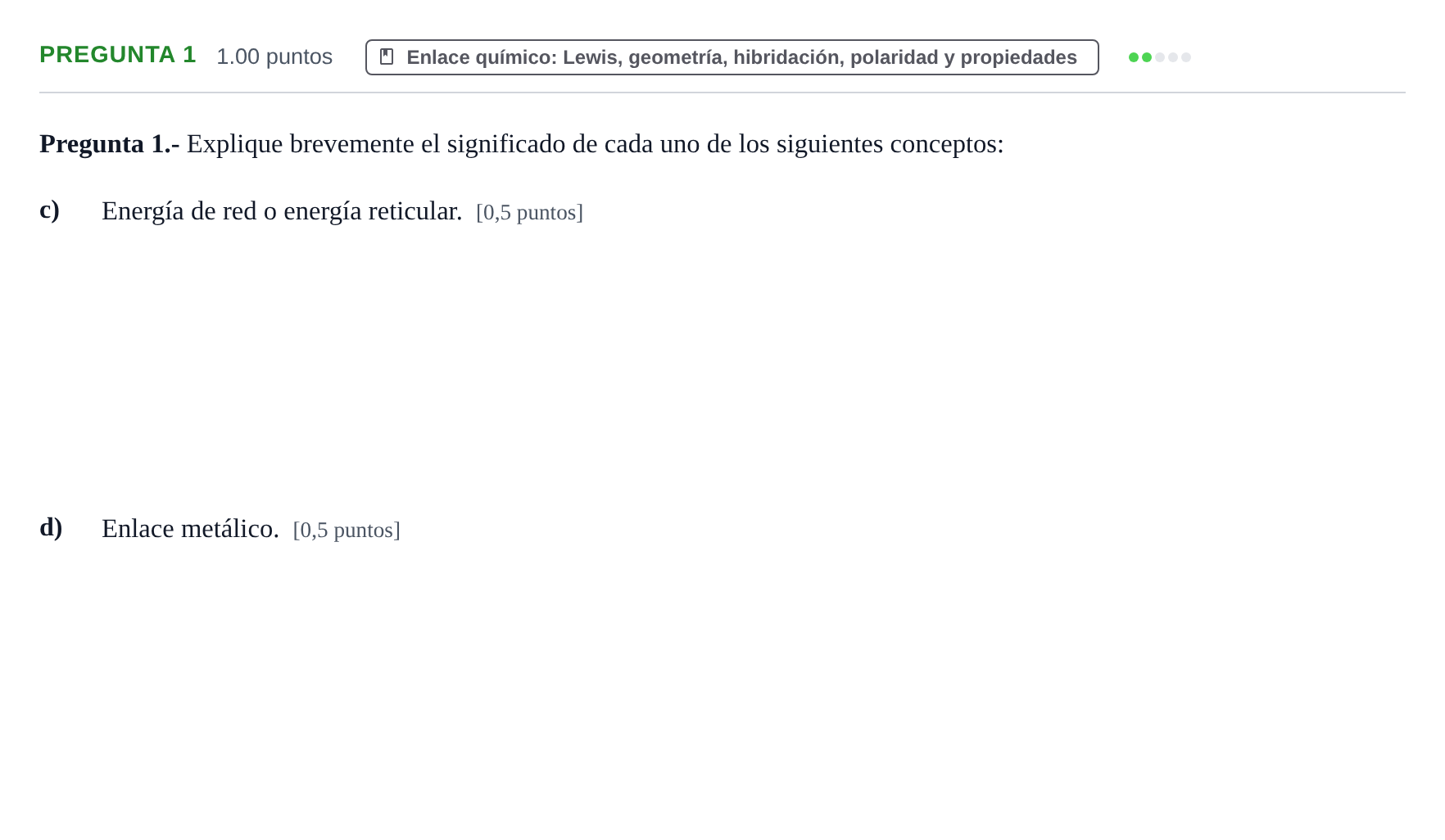 Enunciado: Pregunta 1 - Enlace químico · Química PAU La Rioja Extraordinaria 2023