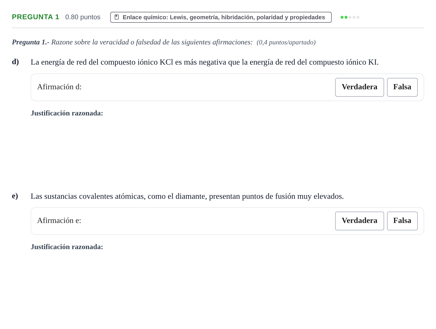 Enunciado: Pregunta 1 - Enlace químico · Química PAU La Rioja Ordinaria 2023