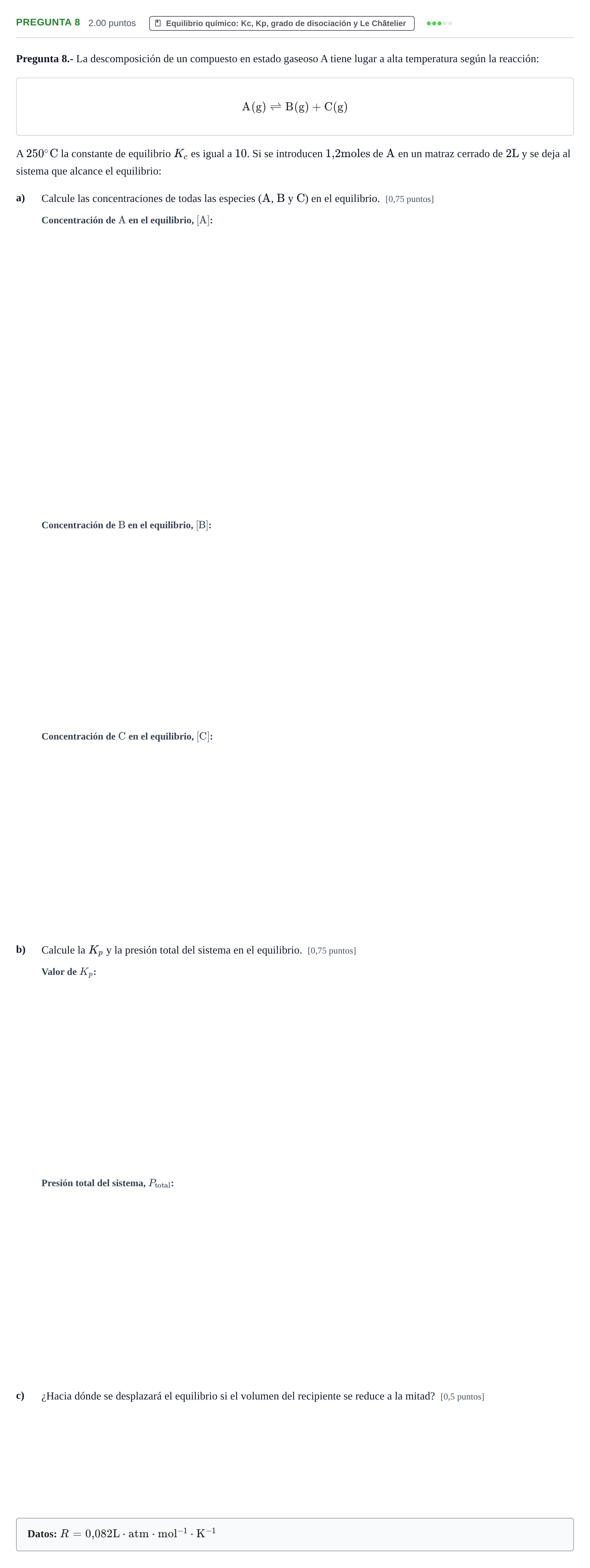 Enunciado: Pregunta 8 · Química PAU La Rioja Ordinaria 2023