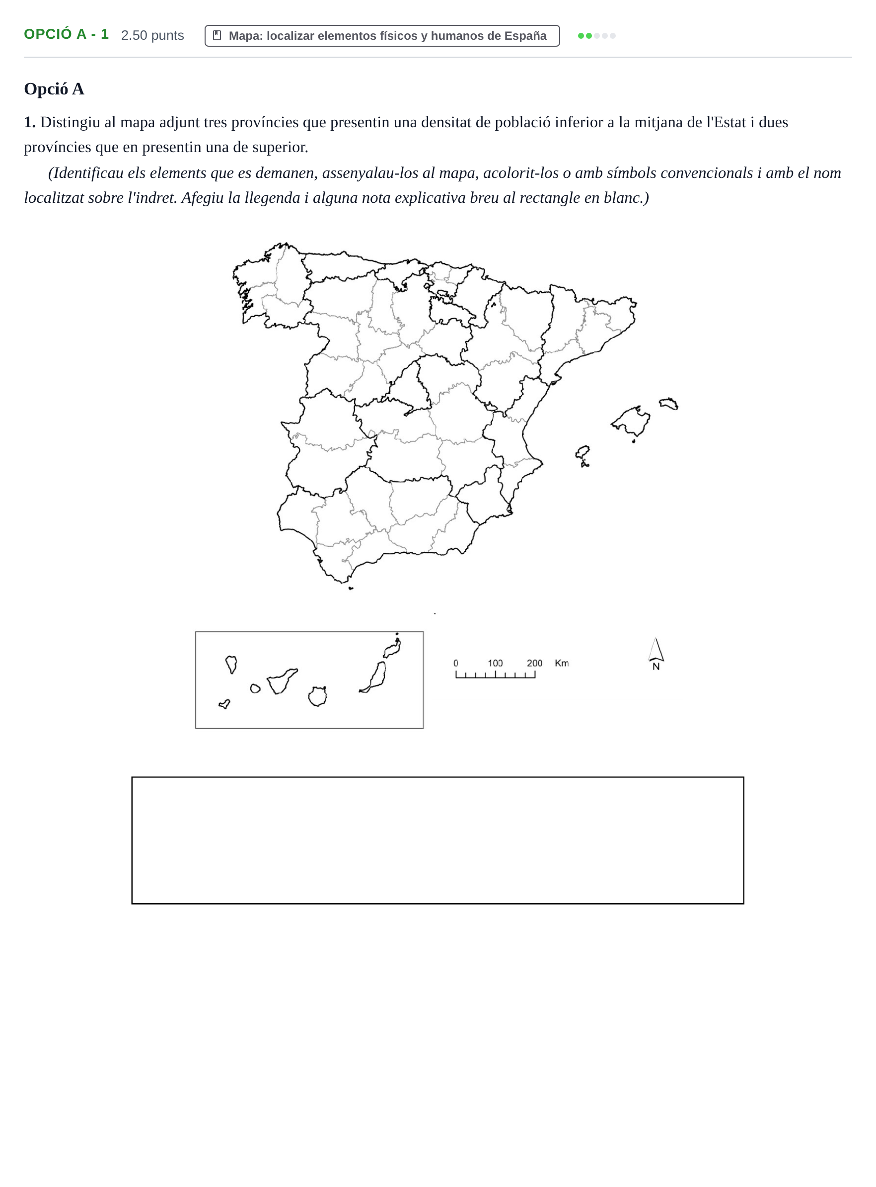 Enunciado: Ejercicio Opció A - 1 · Geografía PAU Baleares Extraordinaria 2022