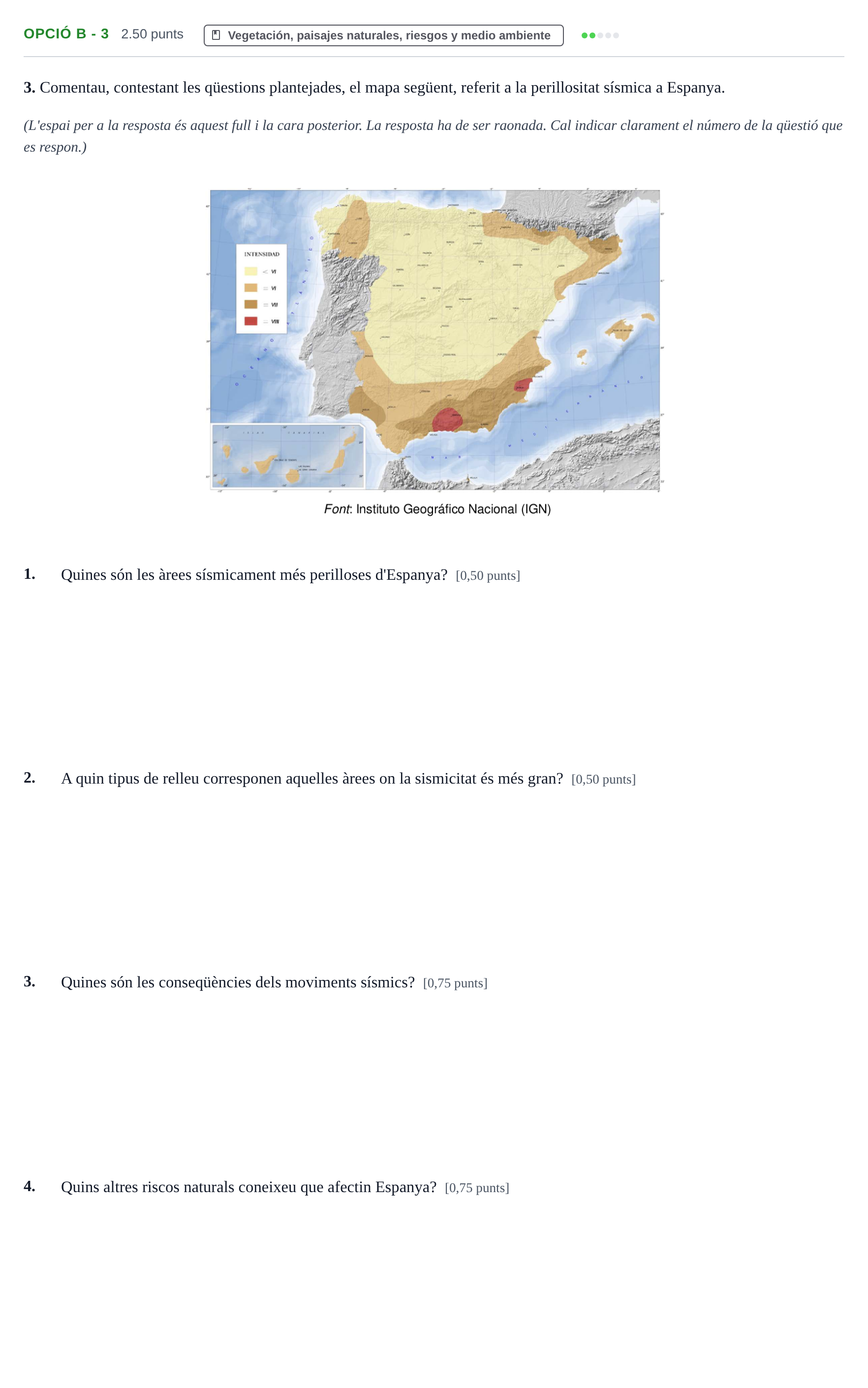 Enunciado: Ejercicio Opció B - 3 · Geografía PAU Baleares Extraordinaria 2022