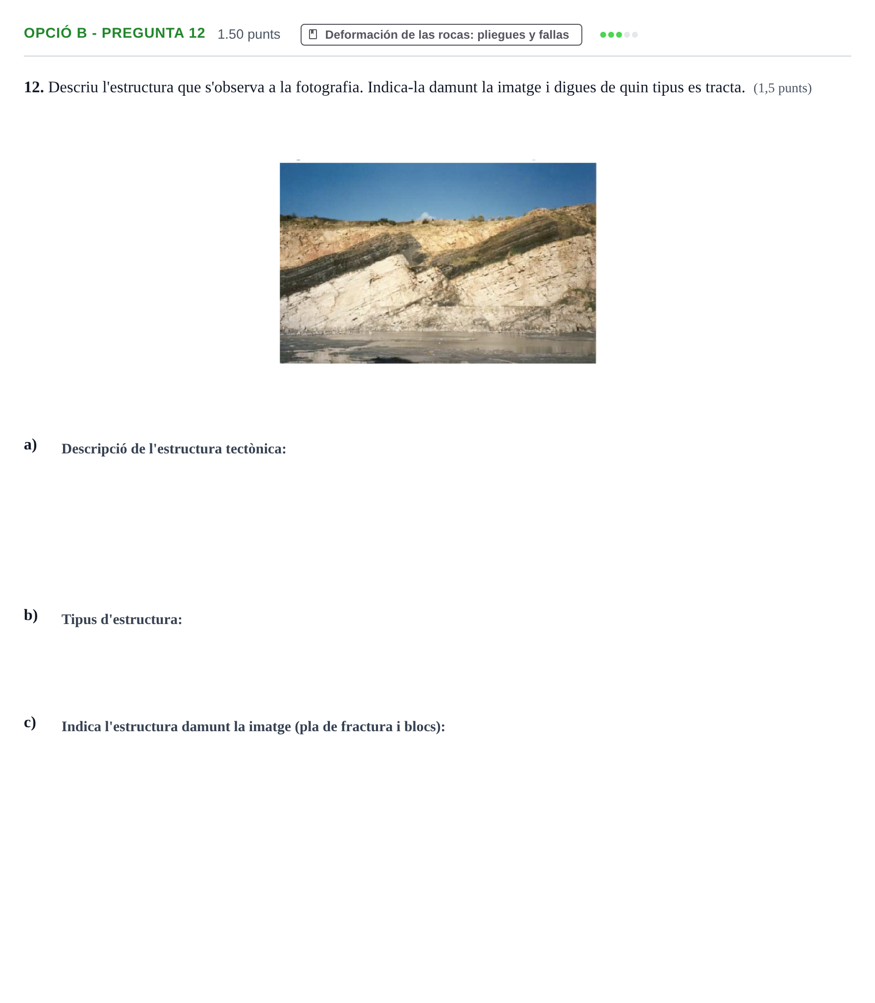 Enunciado: Ejercicio Opció B - Pregunta 12 · Geología y Ciencias Ambientales PAU Baleares Extraordinaria 2022