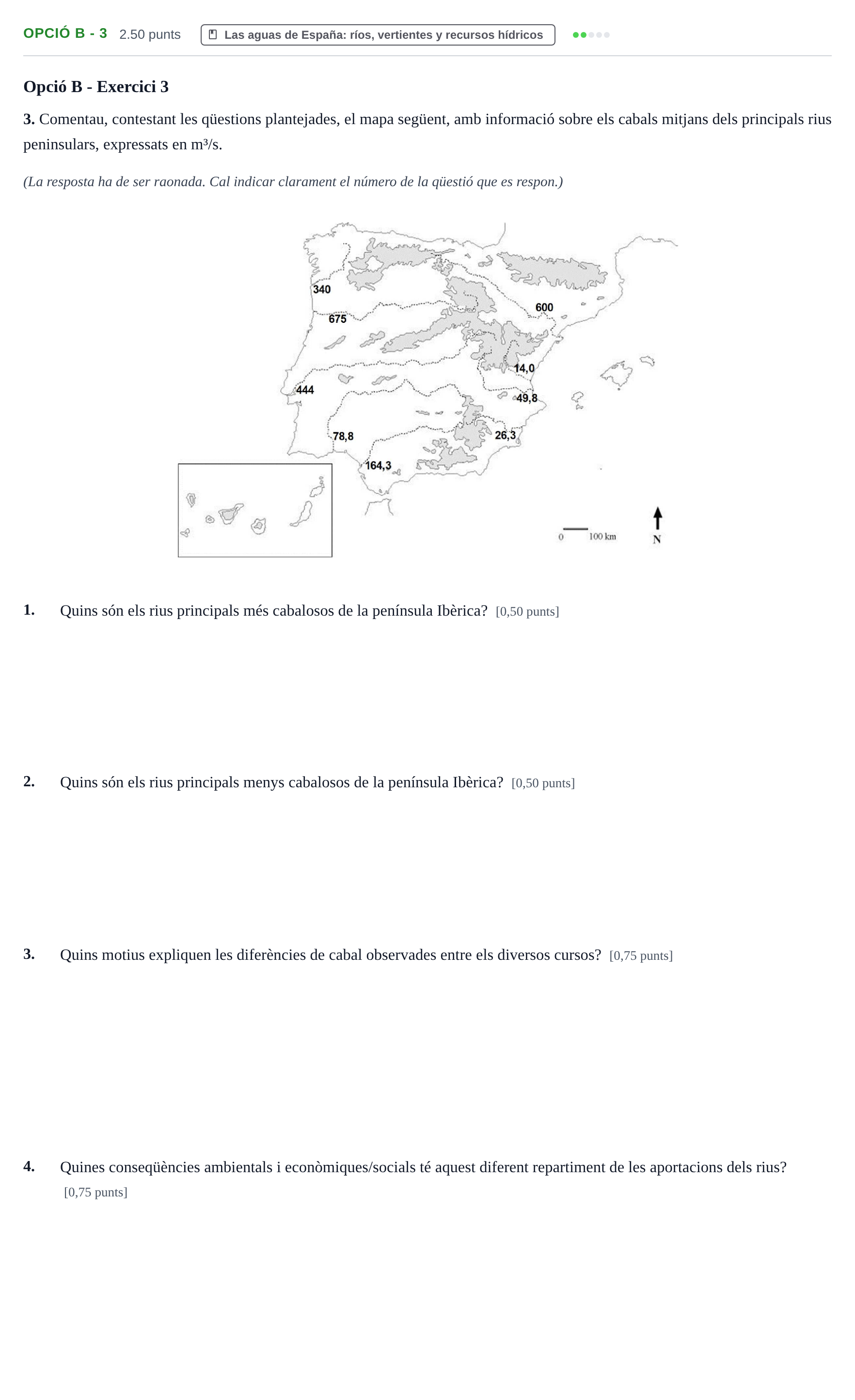 Enunciado: Ejercicio Opció B - 3 · Geografía PAU Baleares Ordinaria 2022