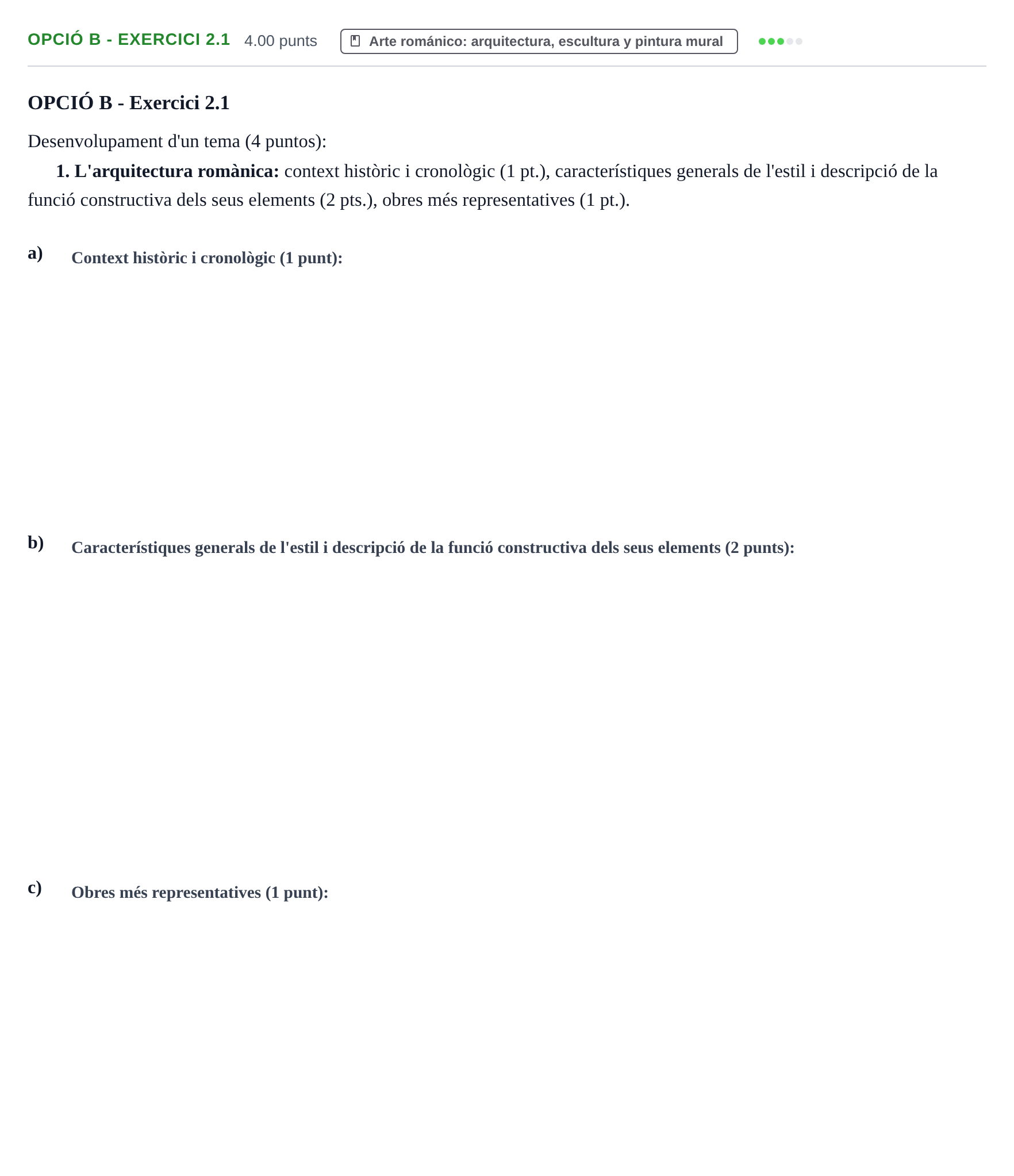 Enunciado: Ejercicio Opció B - Exercici 2.1 · Historia del Arte PAU Baleares Ordinaria 2022