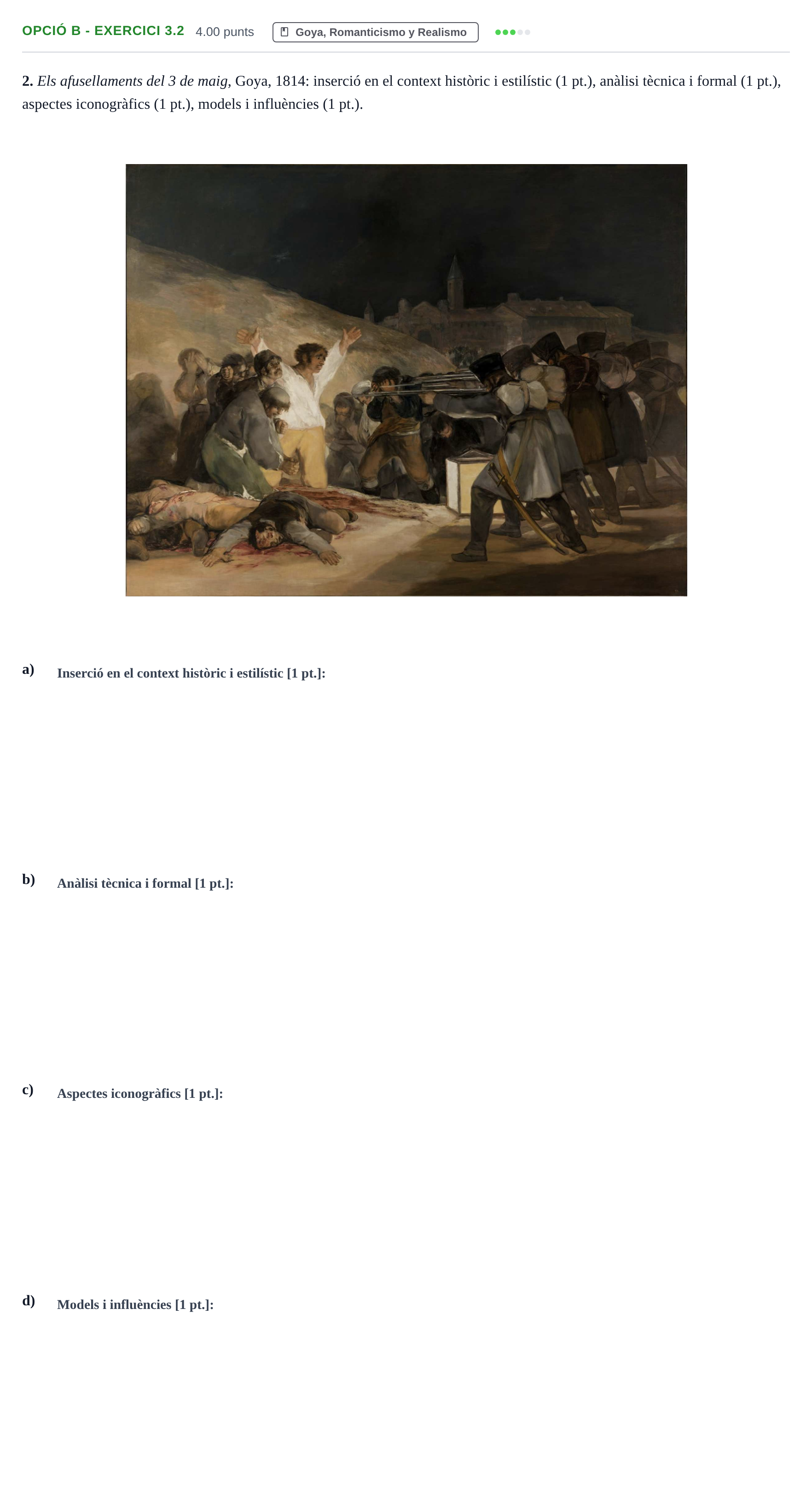 Enunciado: Ejercicio Opció B - Exercici 3.2 · Historia del Arte PAU Baleares Ordinaria 2022