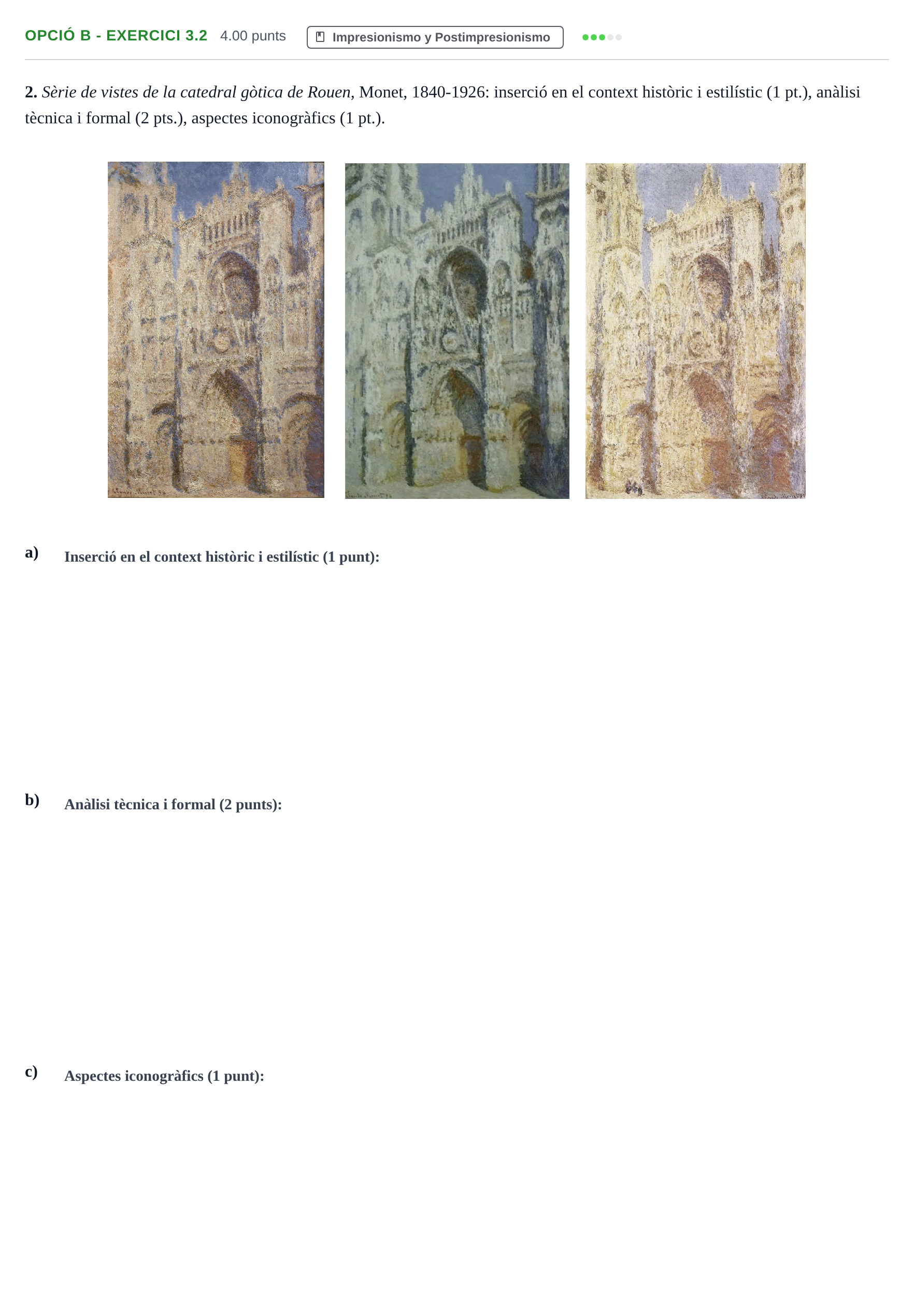 Enunciado: Ejercicio Opció B - Exercici 3.2 · Historia del Arte PAU Baleares Extraordinaria 2022