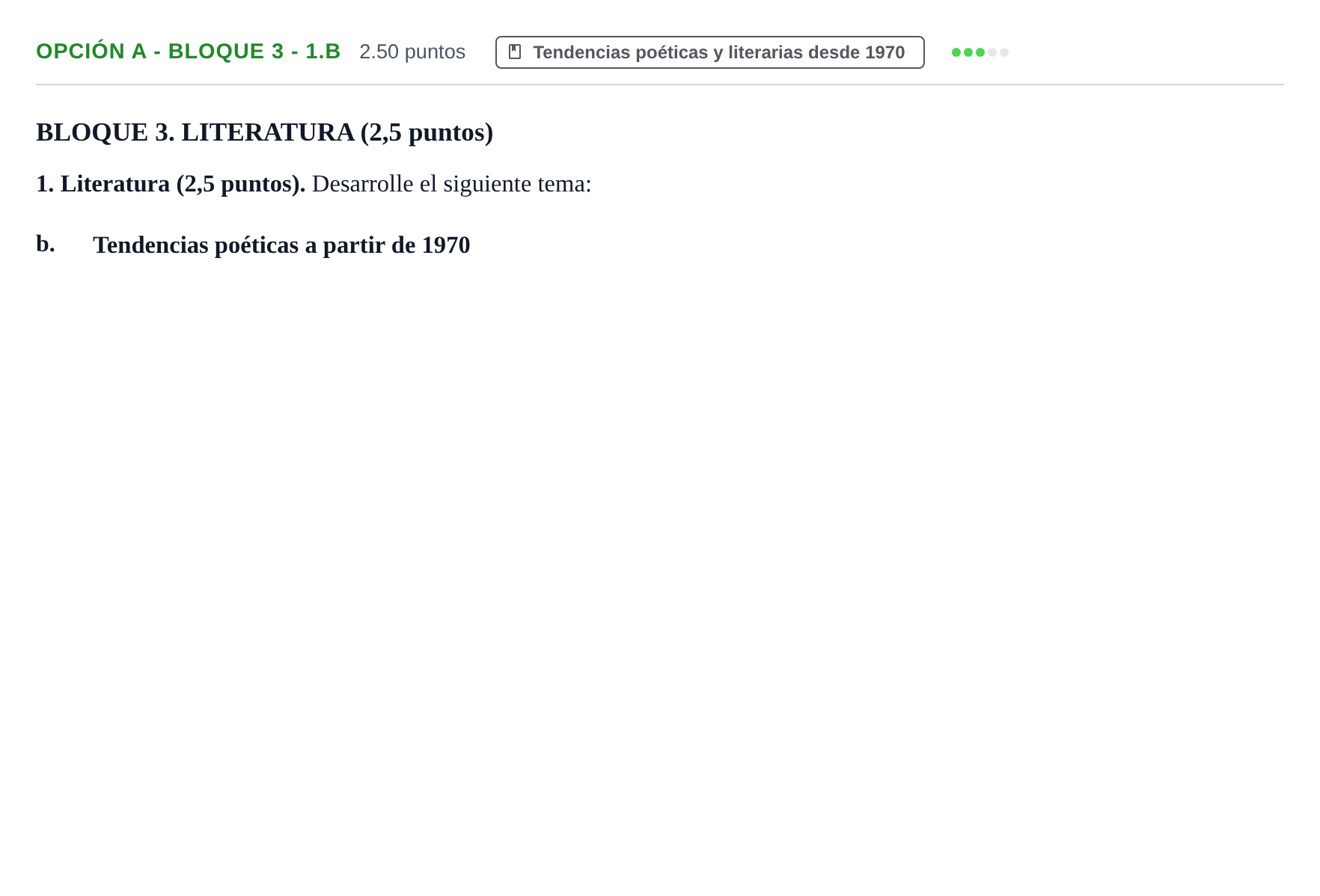Enunciado: Opción A - Bloque 3 - 1.b · Lengua Castellana y Literatura II PAU Baleares Extraordinaria 2022