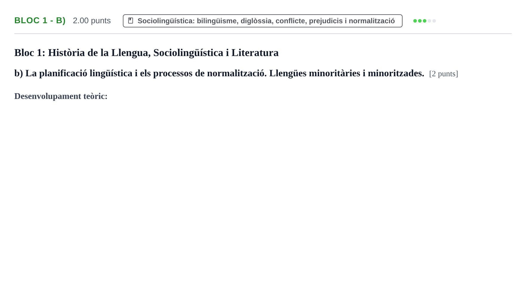 Enunciado: Ejercicio Bloc 1 - b) · Lengua Catalana y Literatura II PAU Baleares Ordinaria 2022