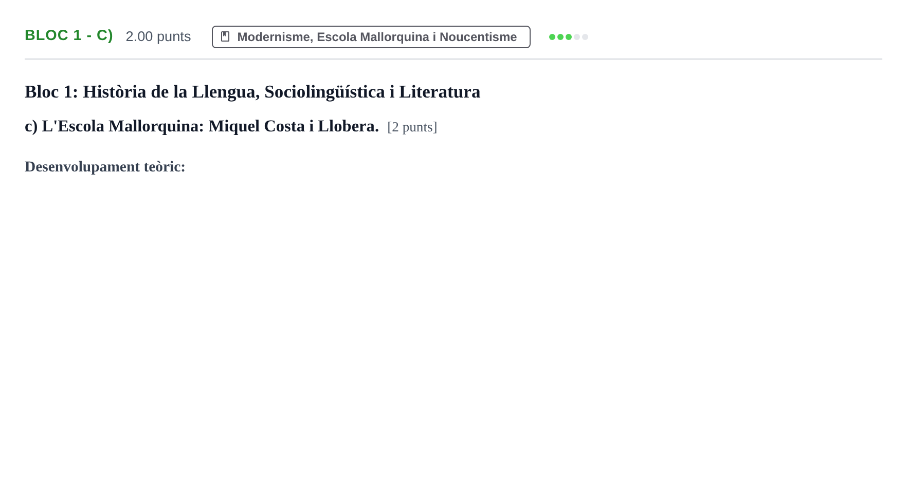 Enunciado: Ejercicio Bloc 1 - c) · Lengua Catalana y Literatura II PAU Baleares Ordinaria 2022