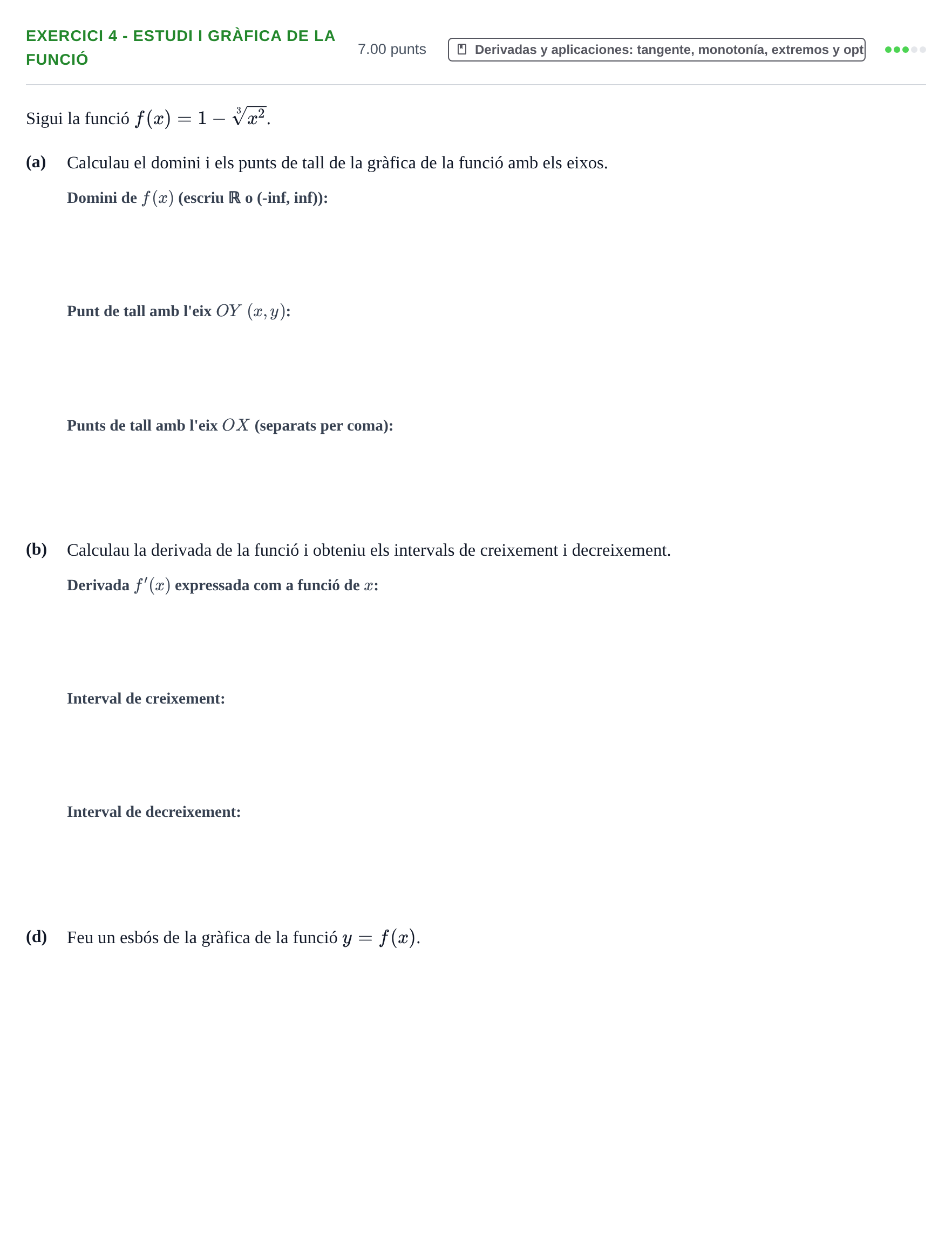 Enunciado: Ejercicio 4 - Estudi i gràfica de la funció · Matemáticas II PAU Baleares Extraordinaria 2022