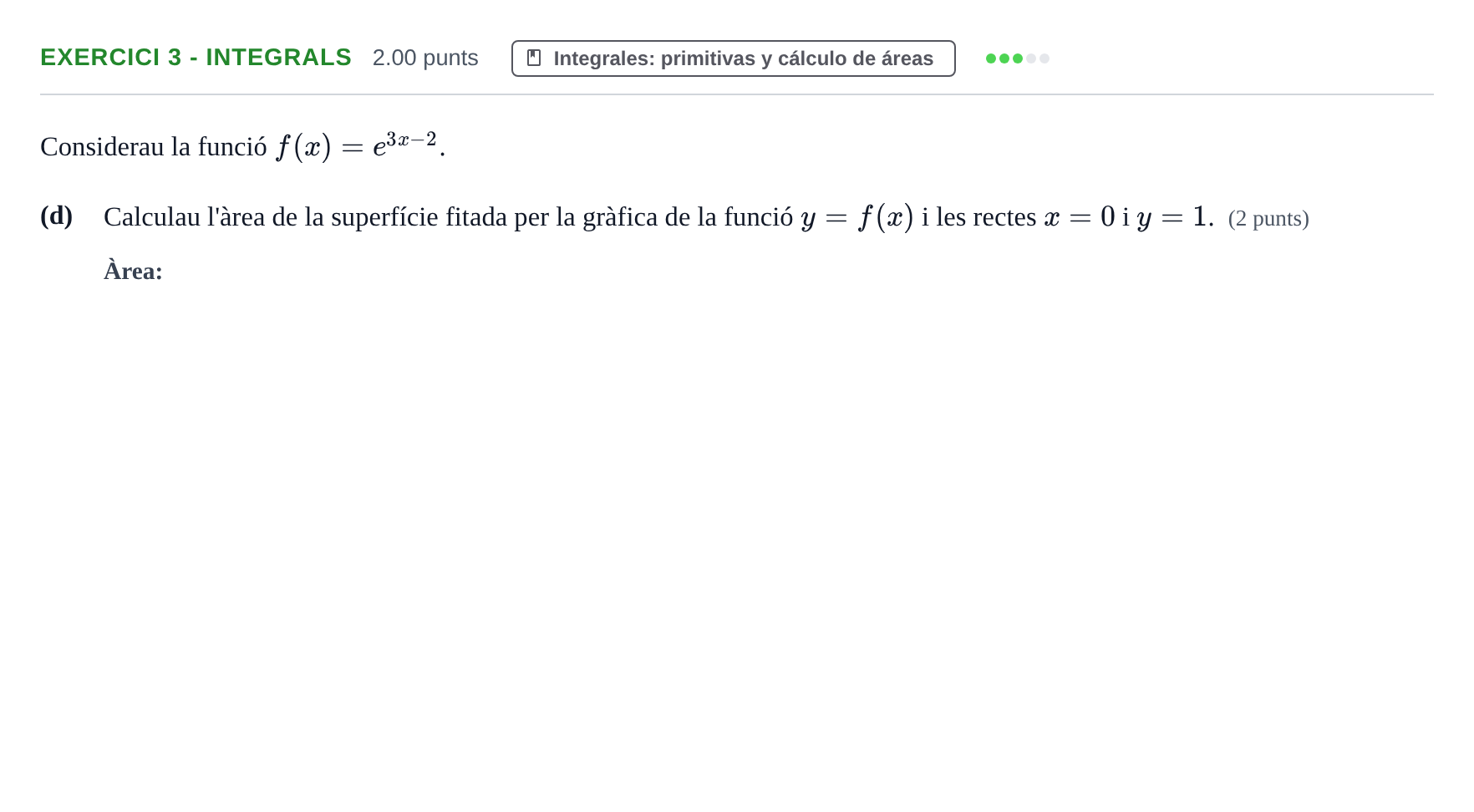 Enunciado: Ejercicio 3 - Integrals · Matemáticas II PAU Baleares Ordinaria 2022