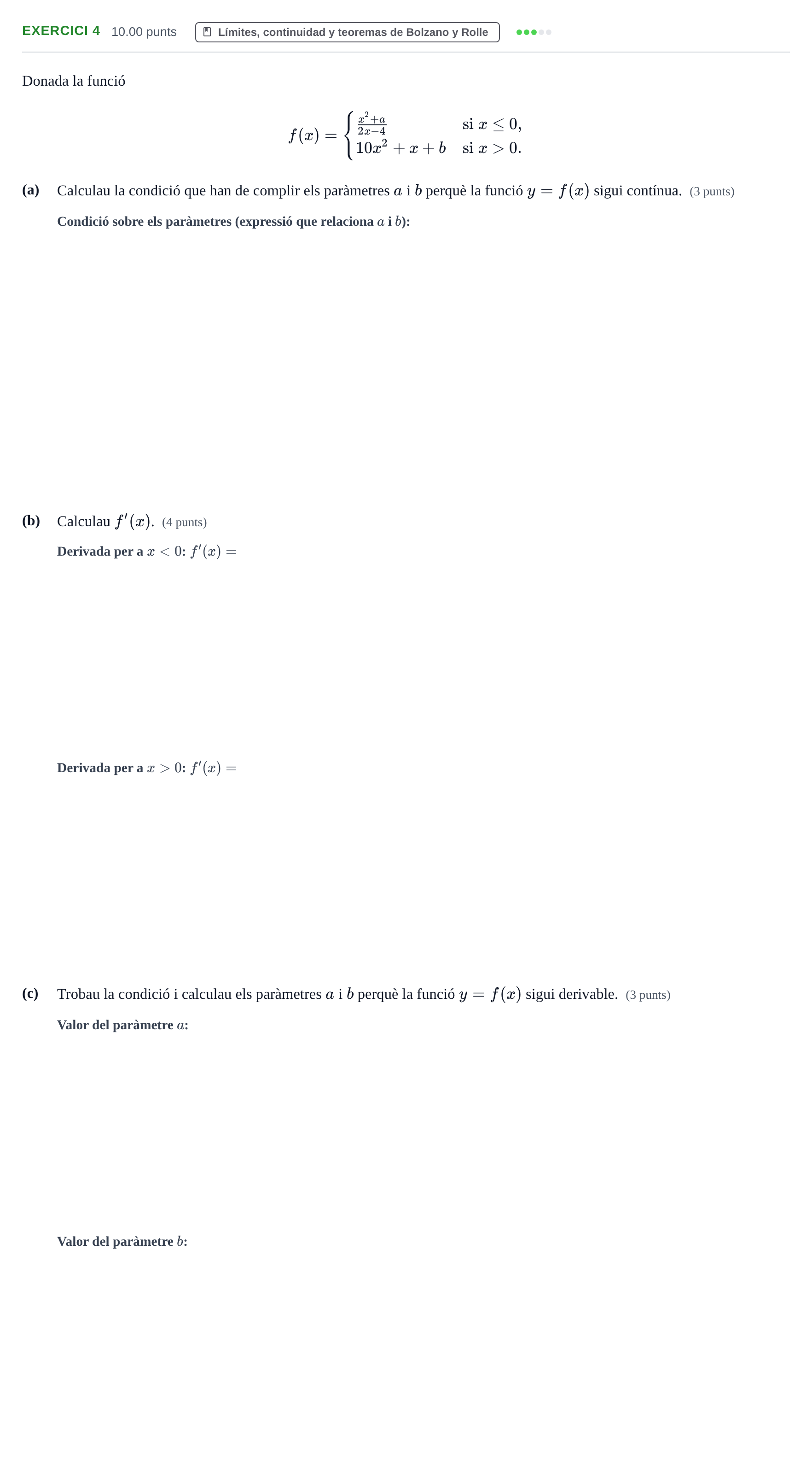 Enunciado: Problema 4 · Matemáticas II PAU Baleares Ordinaria 2022
